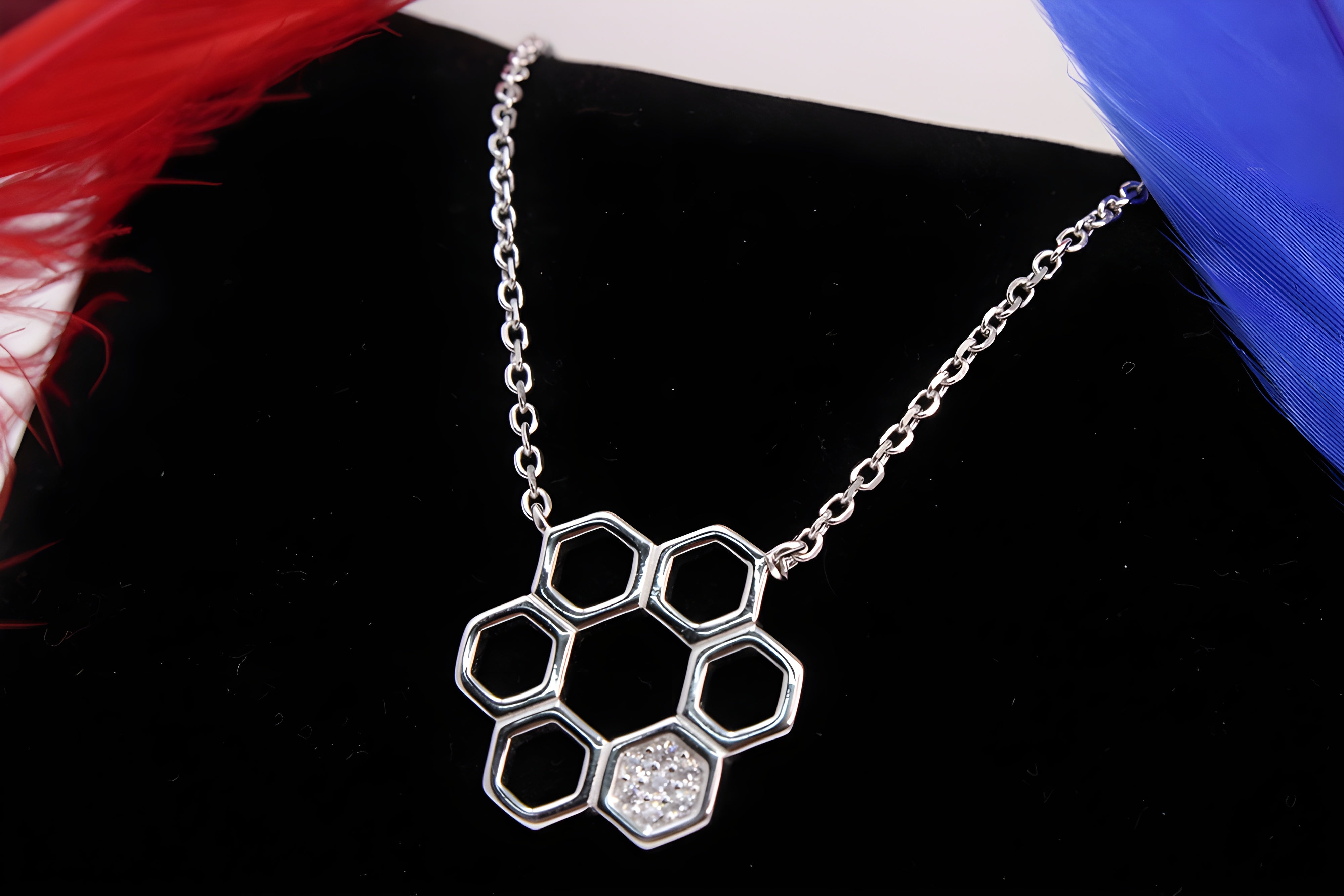 Hexagonal Elegance 92.5 Sterling Silver VeeLux Premium Pendant