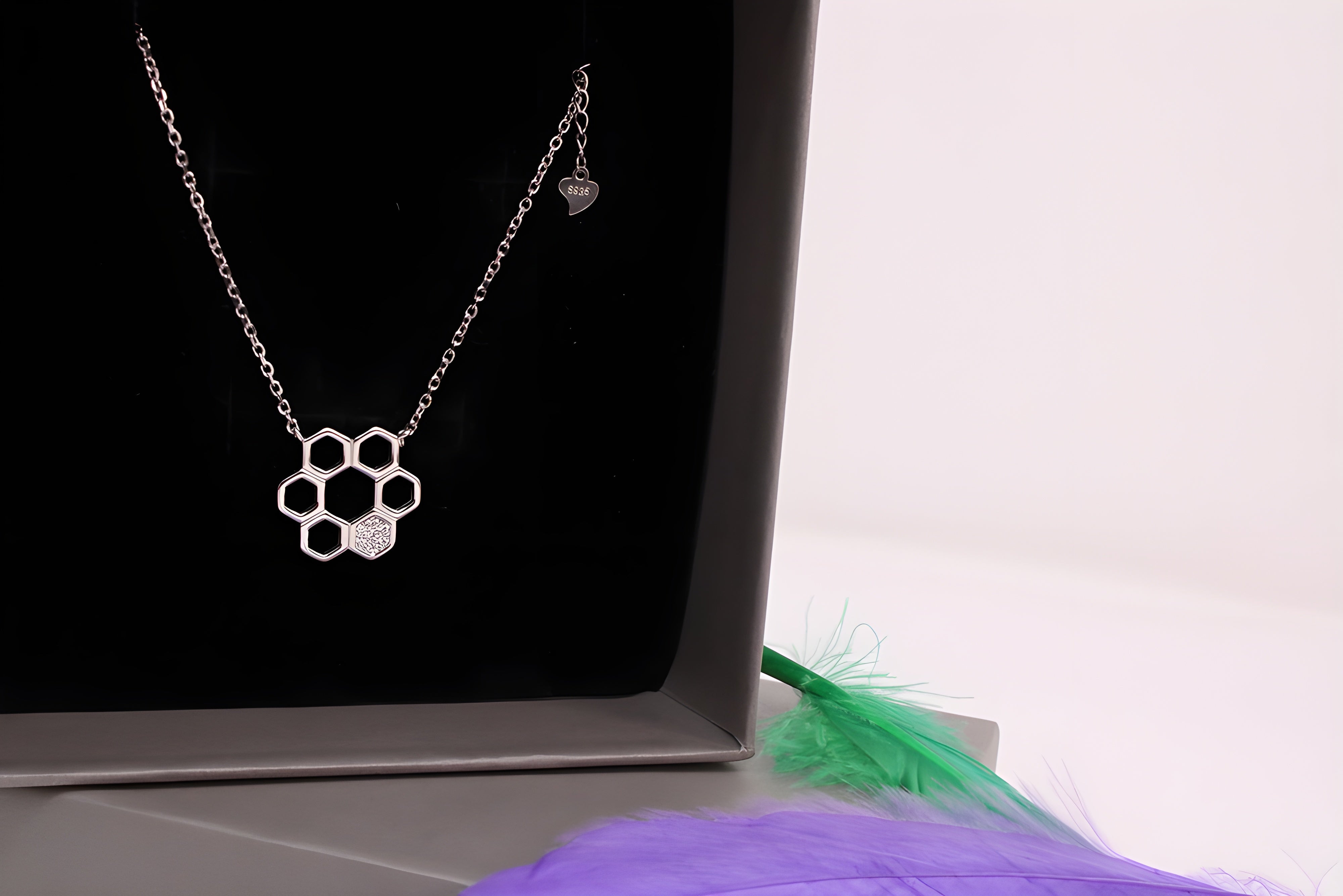 Hexagonal Elegance 92.5 Sterling Silver VeeLux Premium Pendant