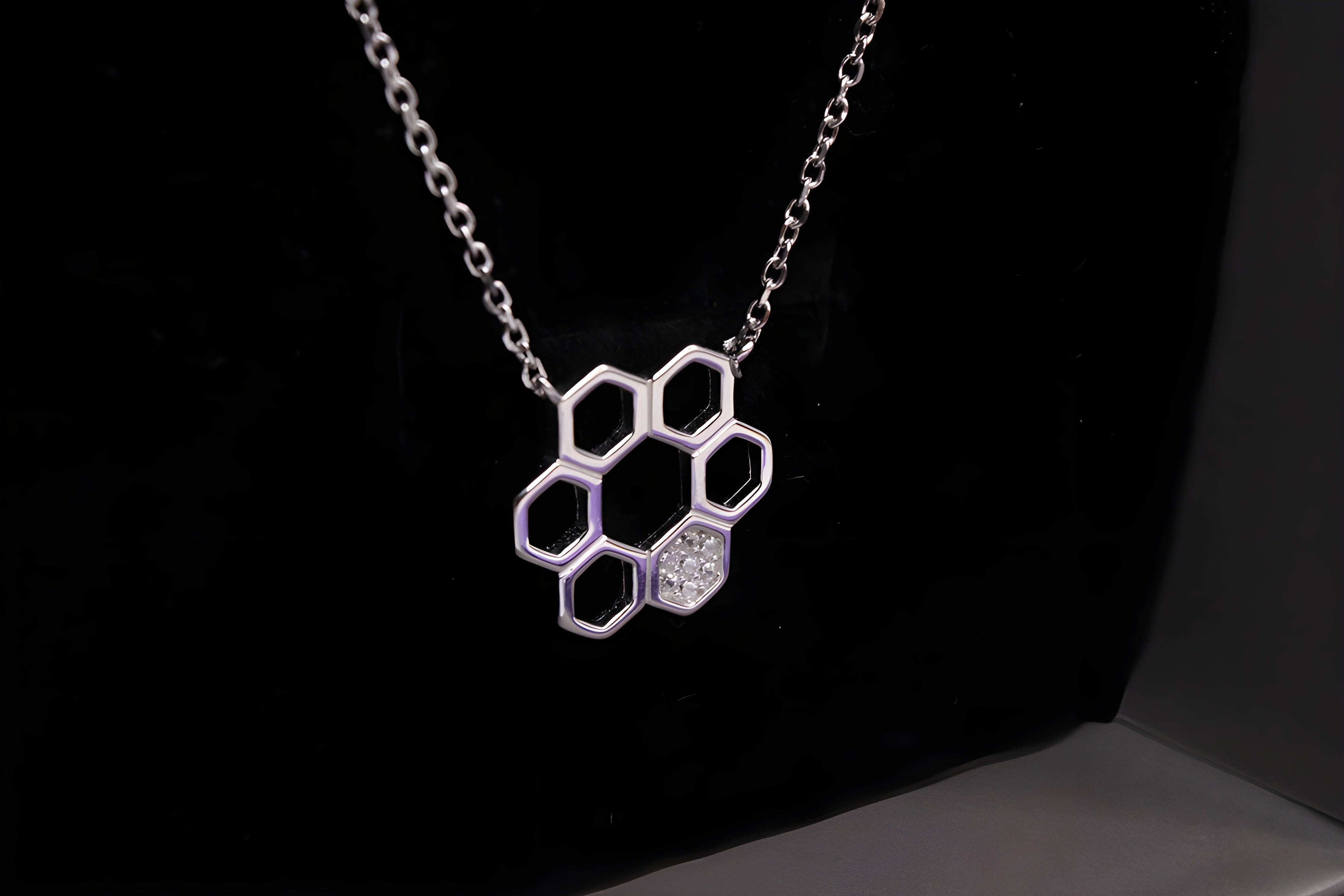 Hexagonal Elegance 92.5 Sterling Silver VeeLux Premium Pendant