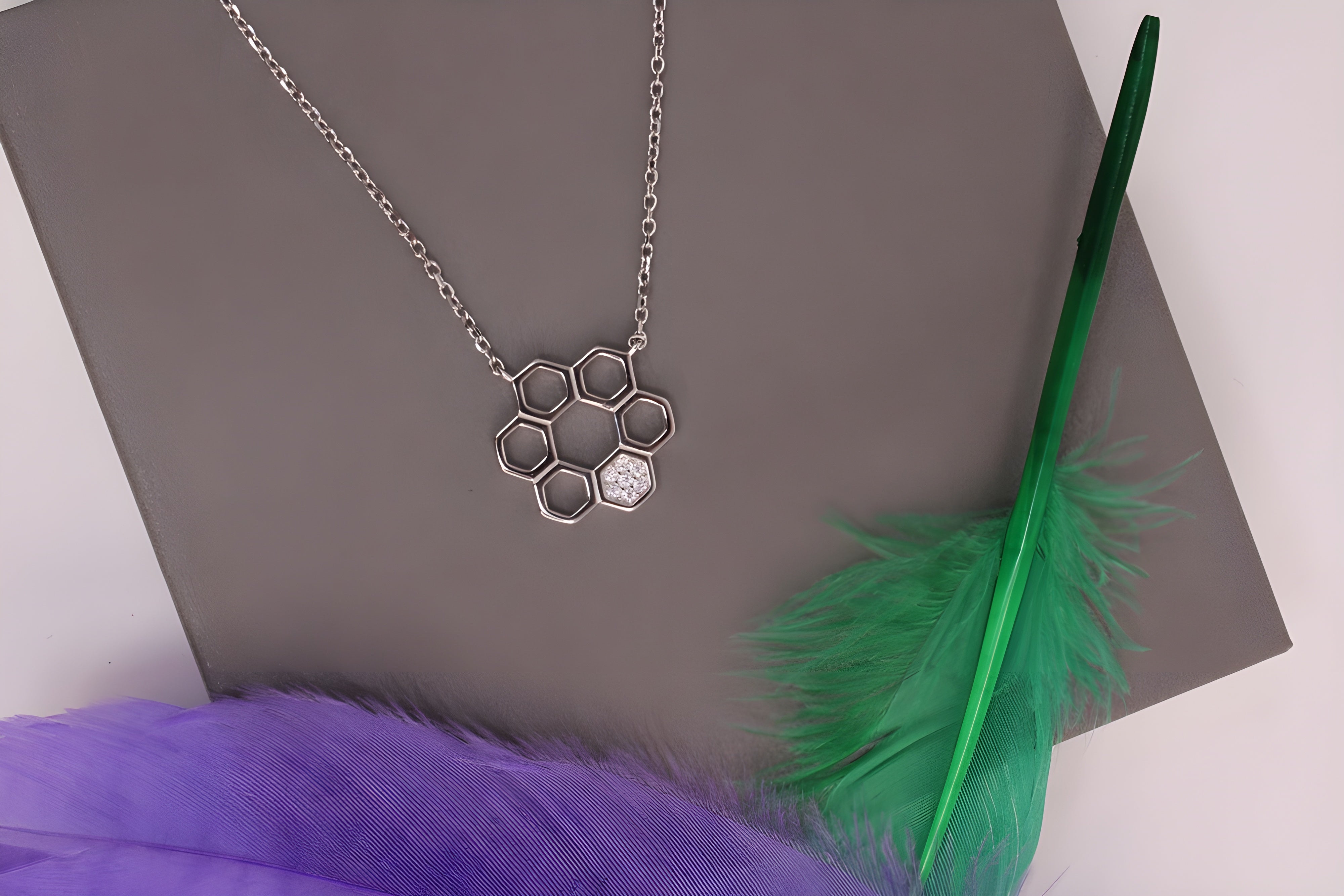 Hexagonal Elegance 92.5 Sterling Silver VeeLux Premium Pendant