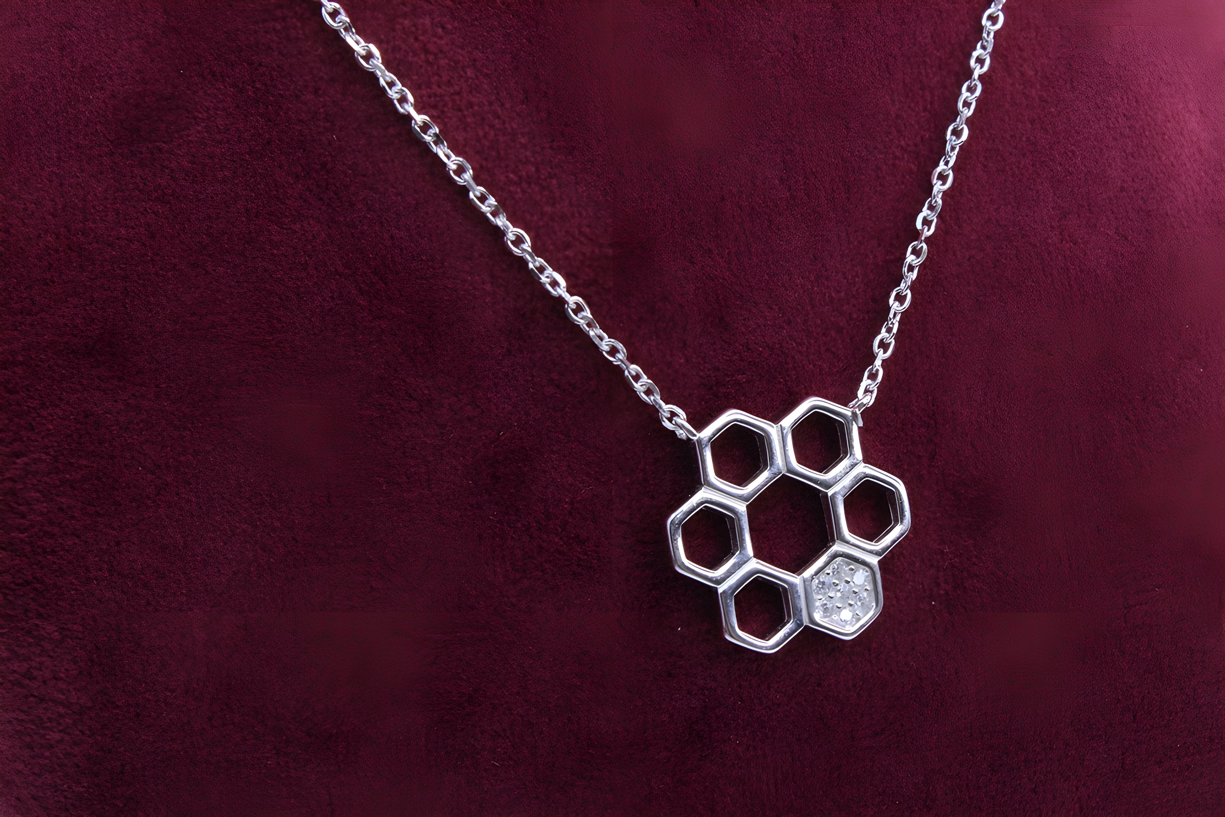 Hexagonal Elegance 92.5 Sterling Silver VeeLux Premium Pendant
