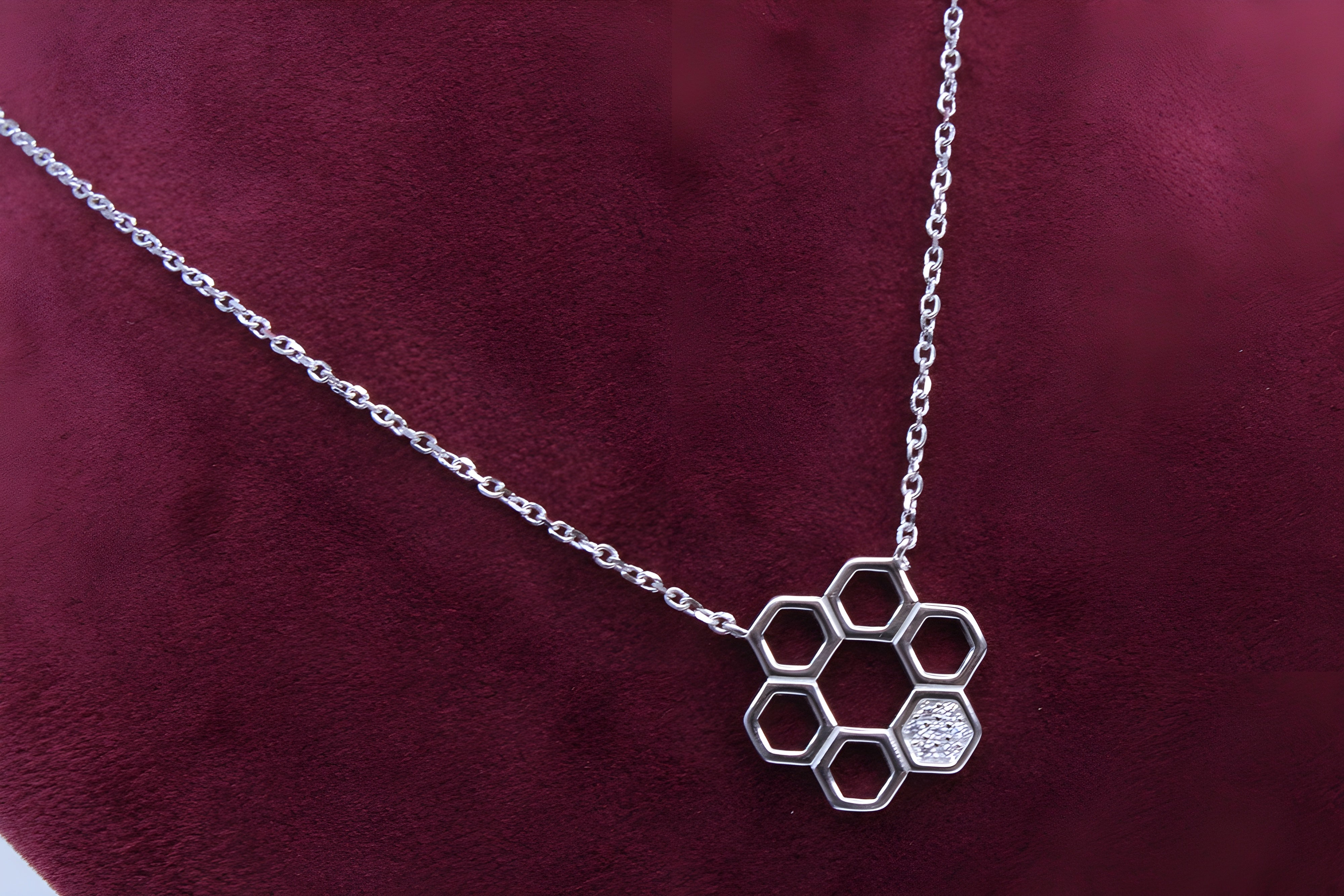 Hexagonal Elegance 92.5 Sterling Silver VeeLux Premium Pendant