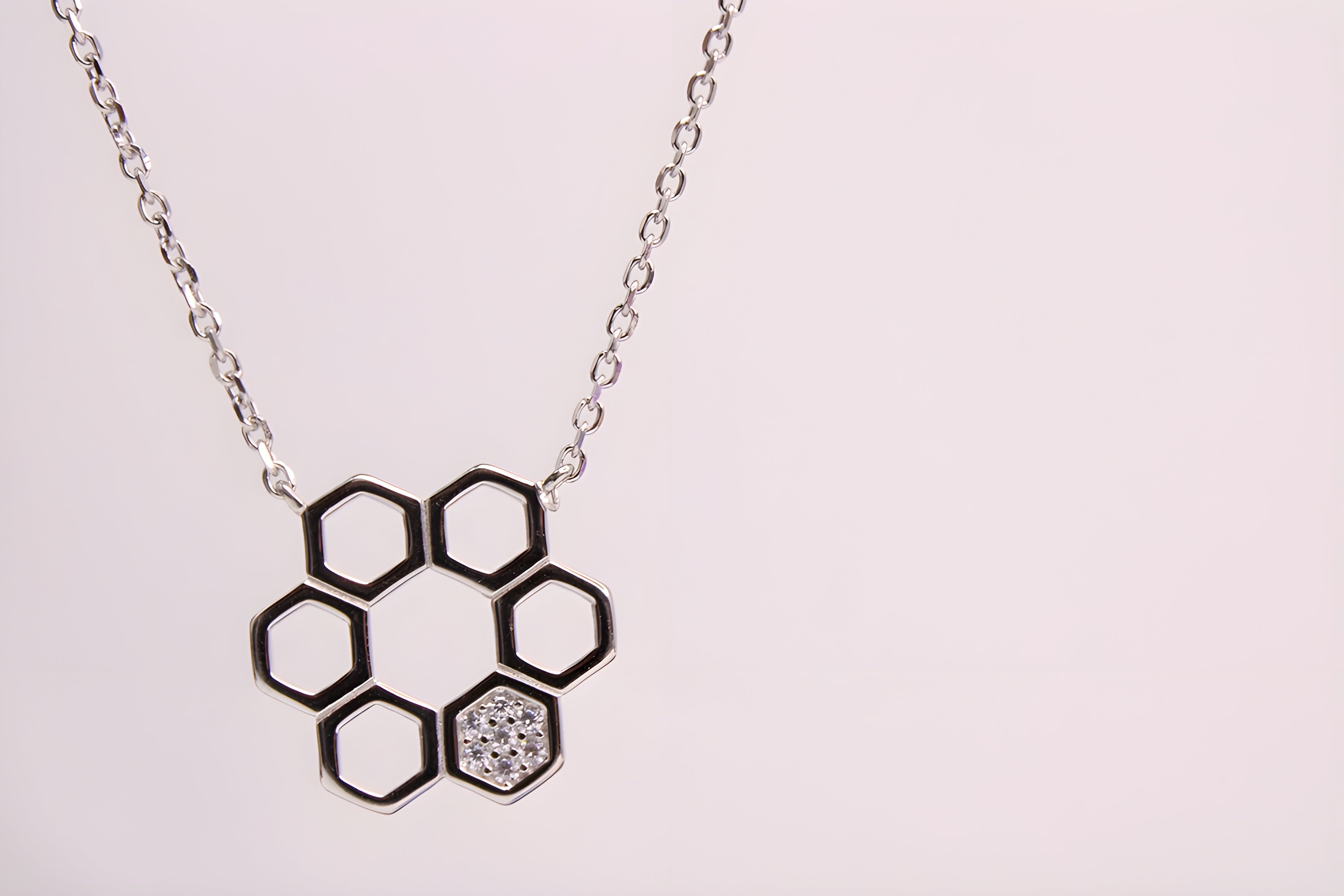 Hexagonal Elegance 92.5 Sterling Silver VeeLux Premium Pendant