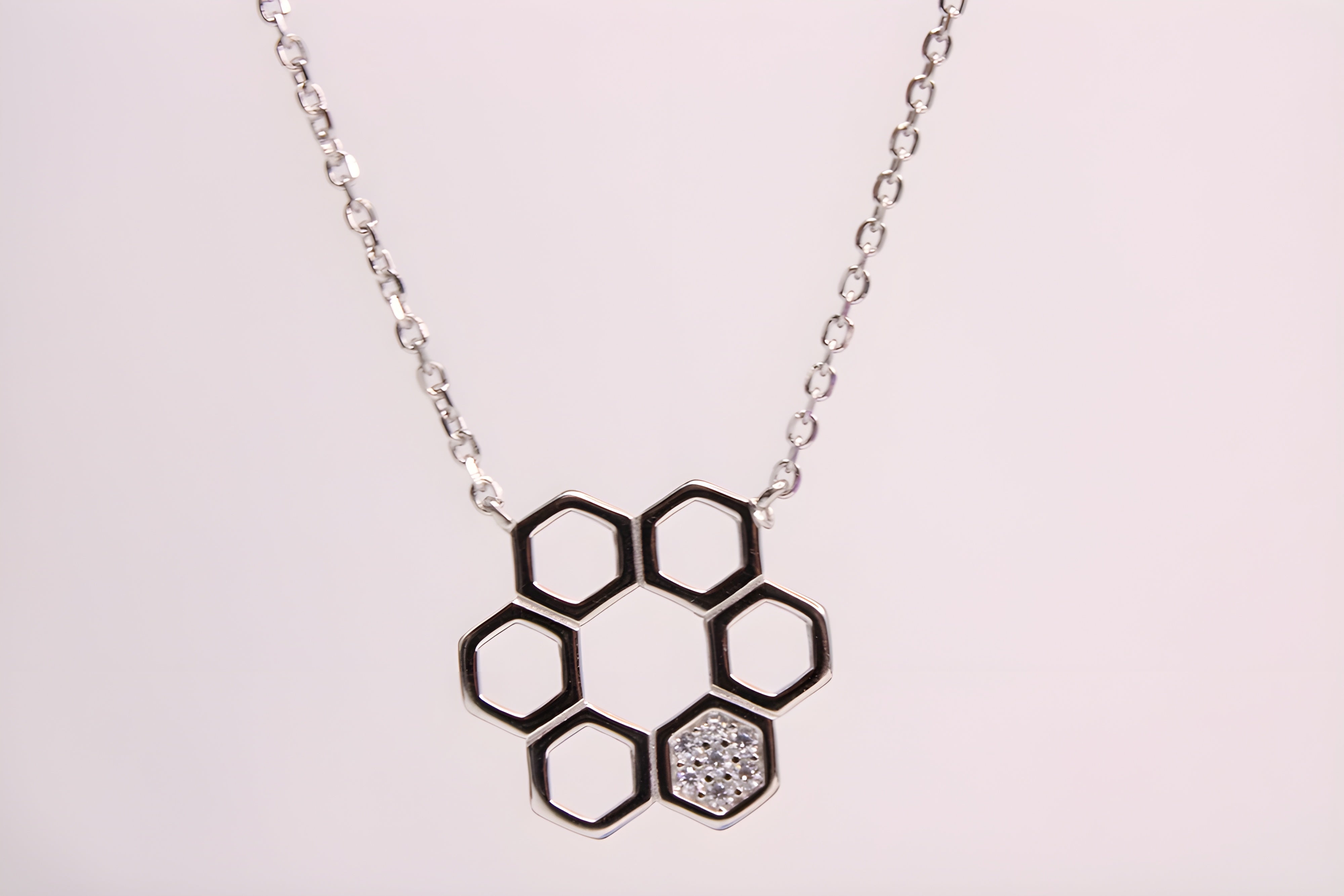Hexagonal Elegance 92.5 Sterling Silver VeeLux Premium Pendant