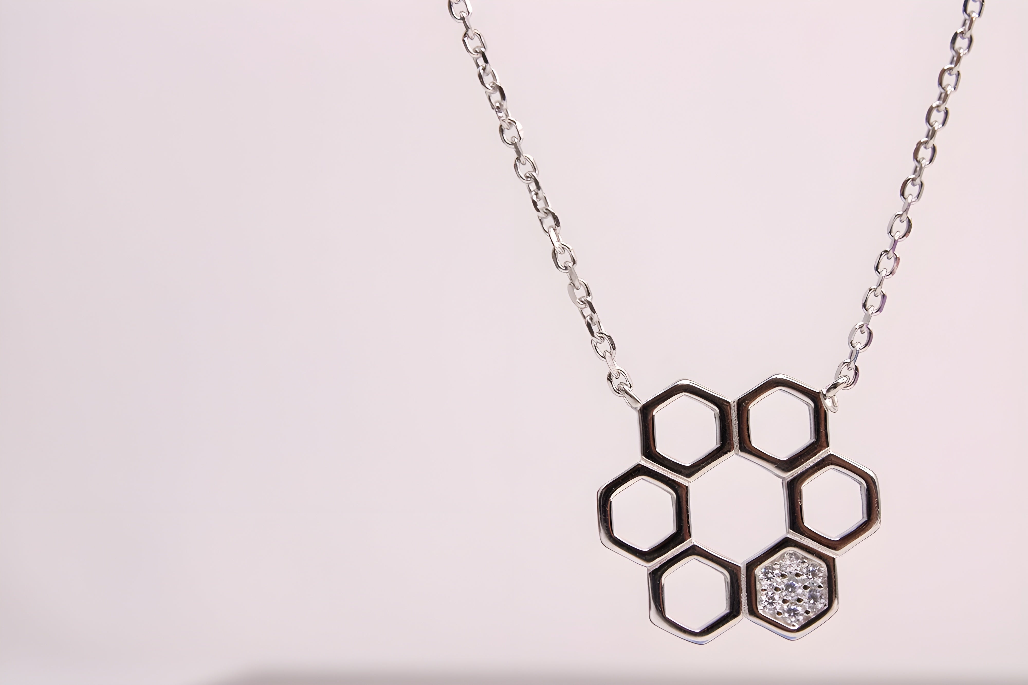 Hexagonal Elegance 92.5 Sterling Silver VeeLux Premium Pendant