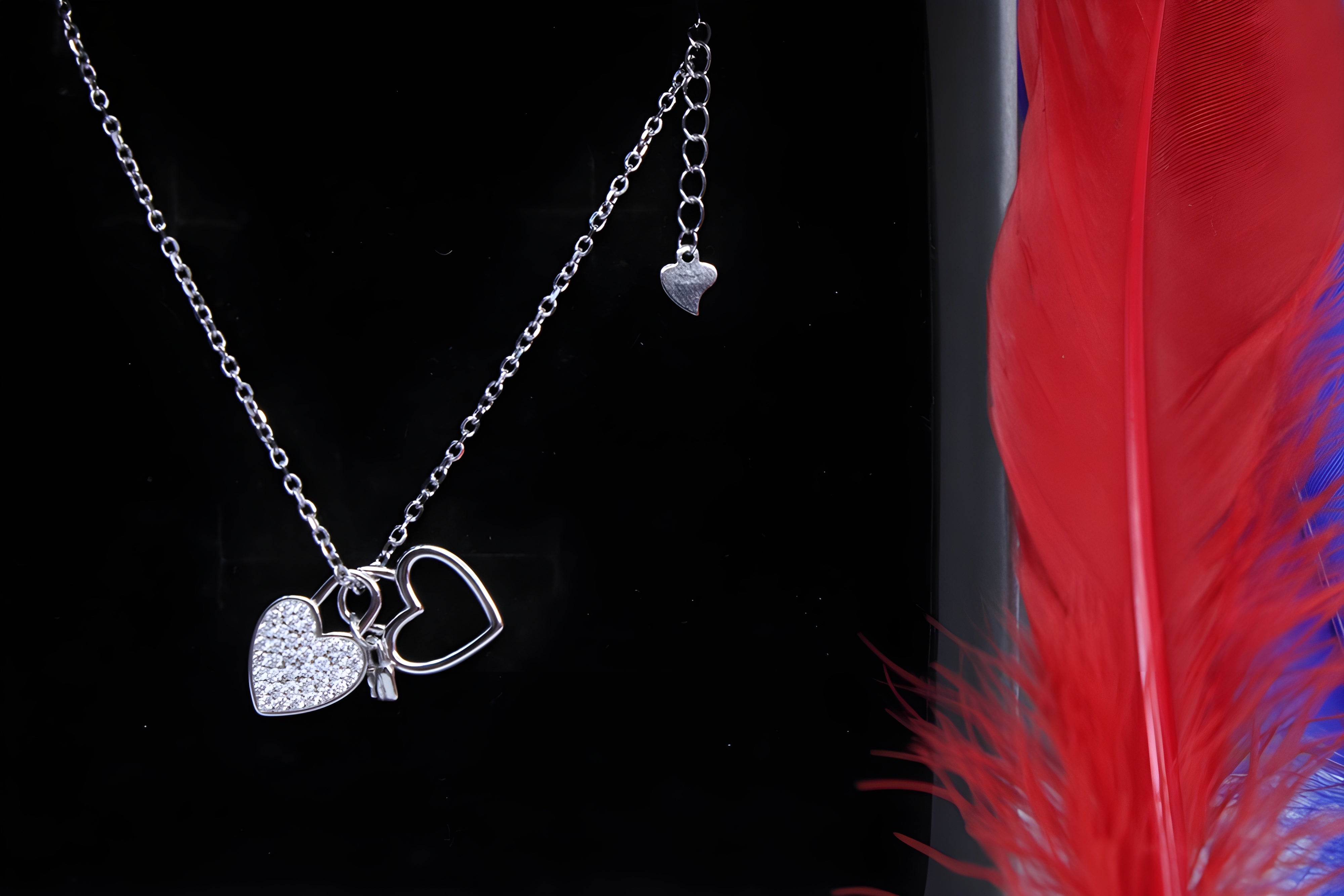 Double Heart Harmony 92.5 Sterling Silver VeeLux Premium Pendant