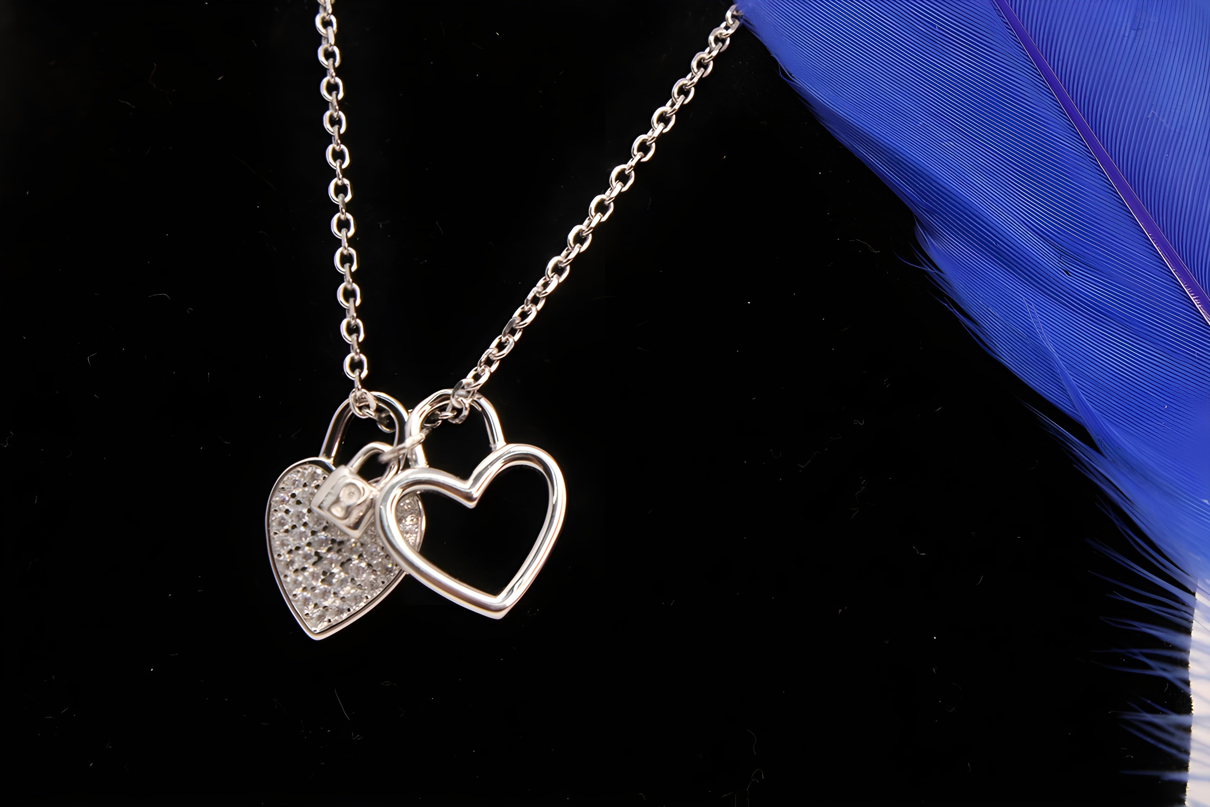 Double Heart Harmony 92.5 Sterling Silver VeeLux Premium Pendant
