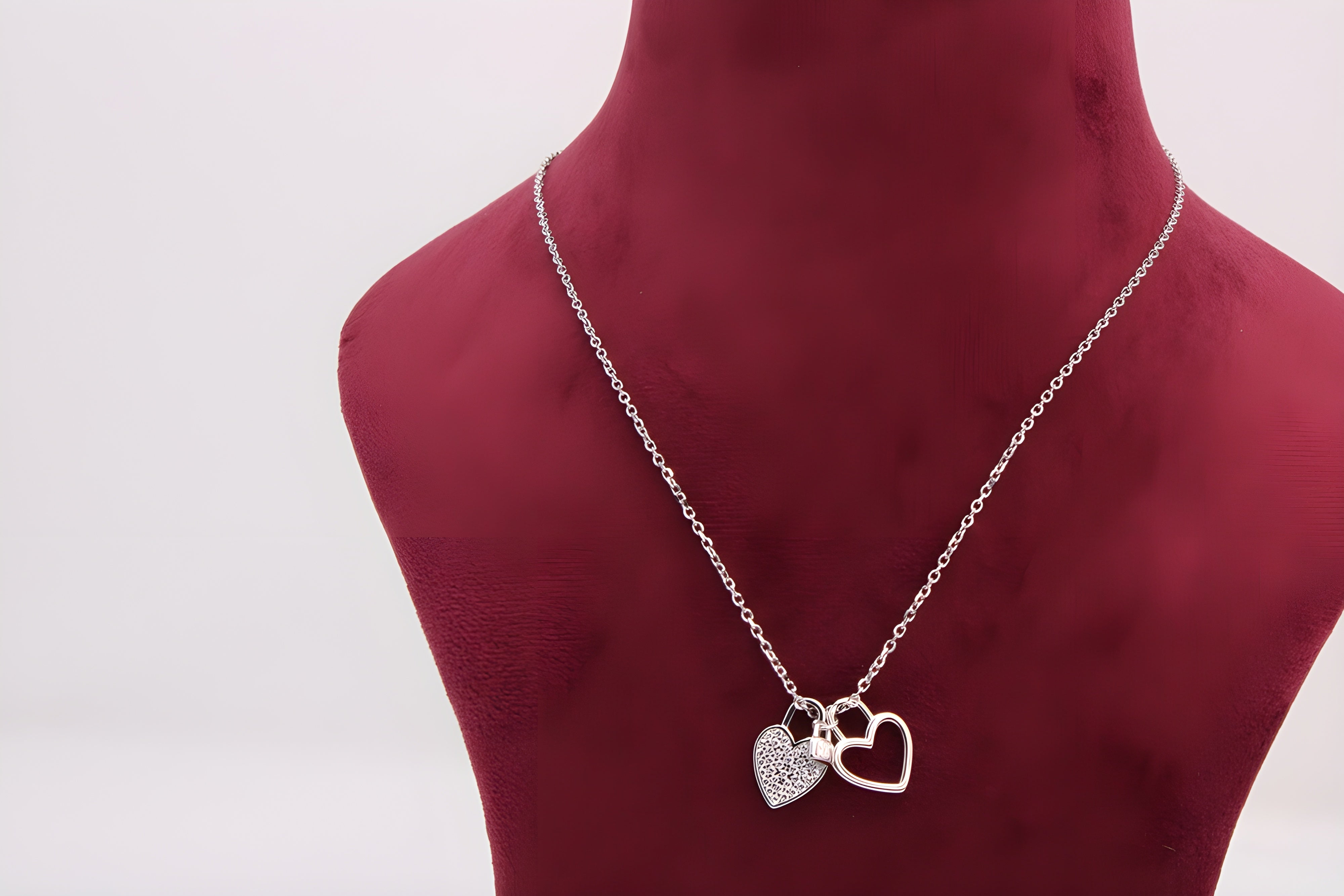 Double Heart Harmony 92.5 Sterling Silver VeeLux Premium Pendant