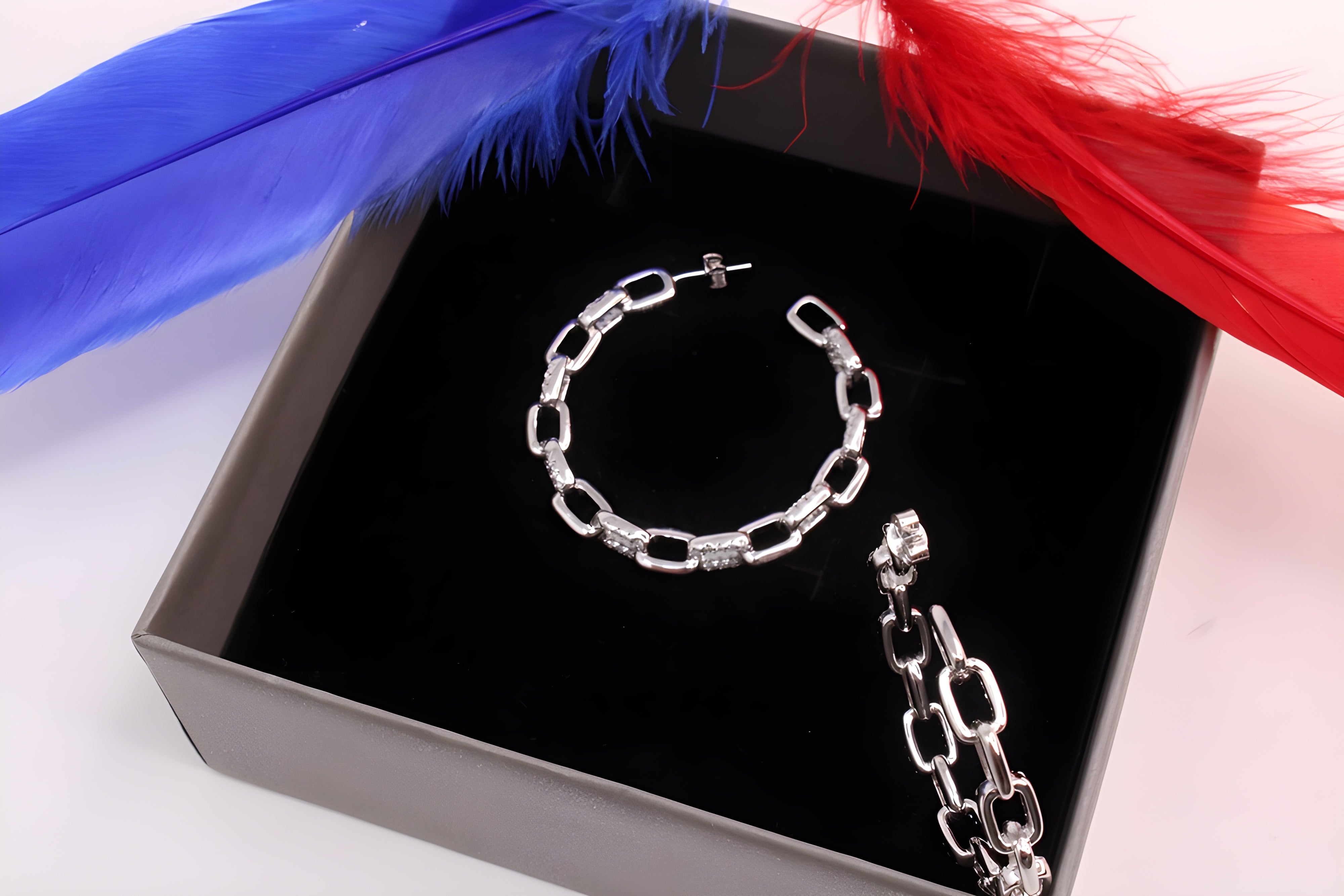 Sterling Silver Splendor VeeLux Premium Crystal Hoop Earrings