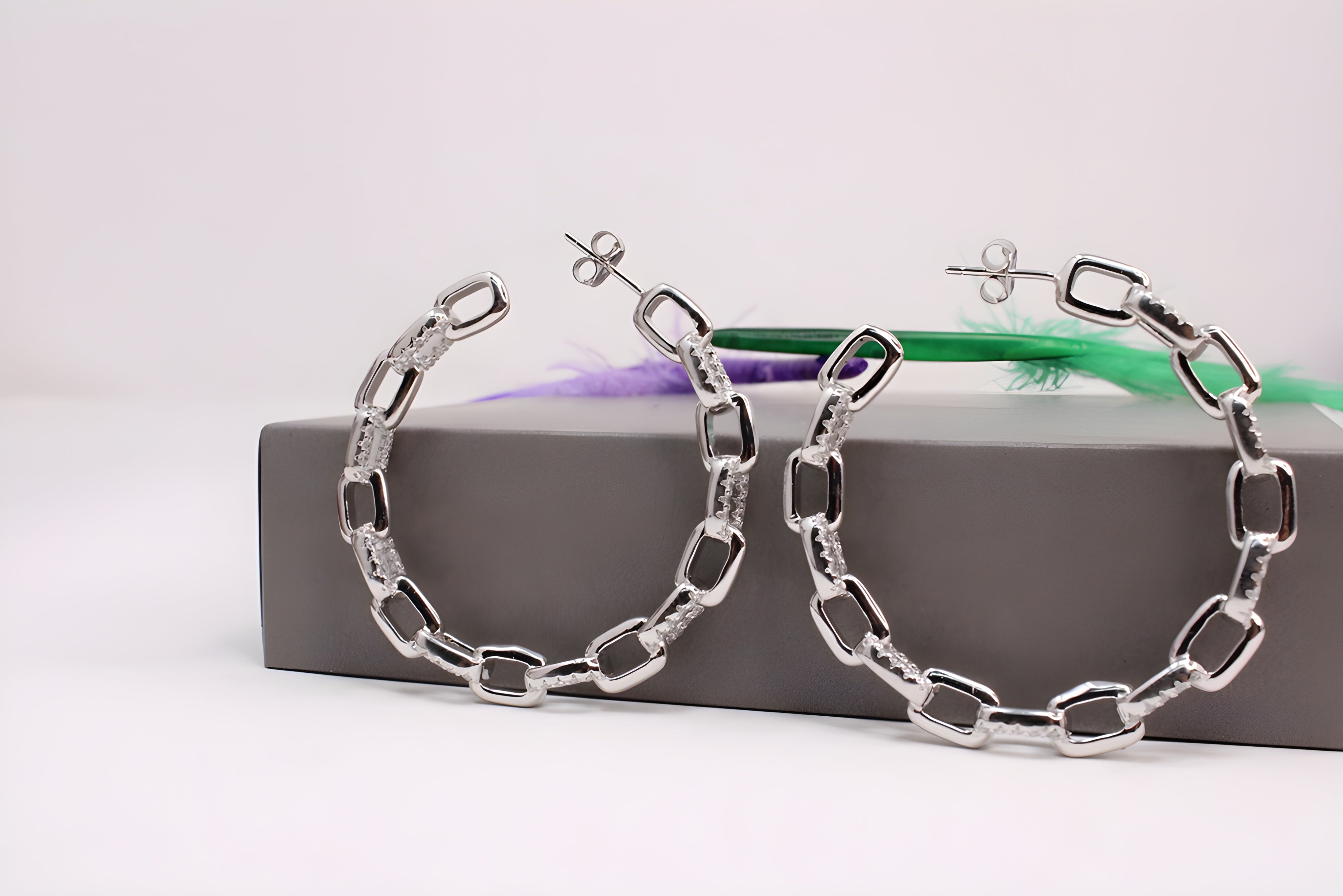 Sterling Silver Splendor VeeLux Premium Crystal Hoop Earrings
