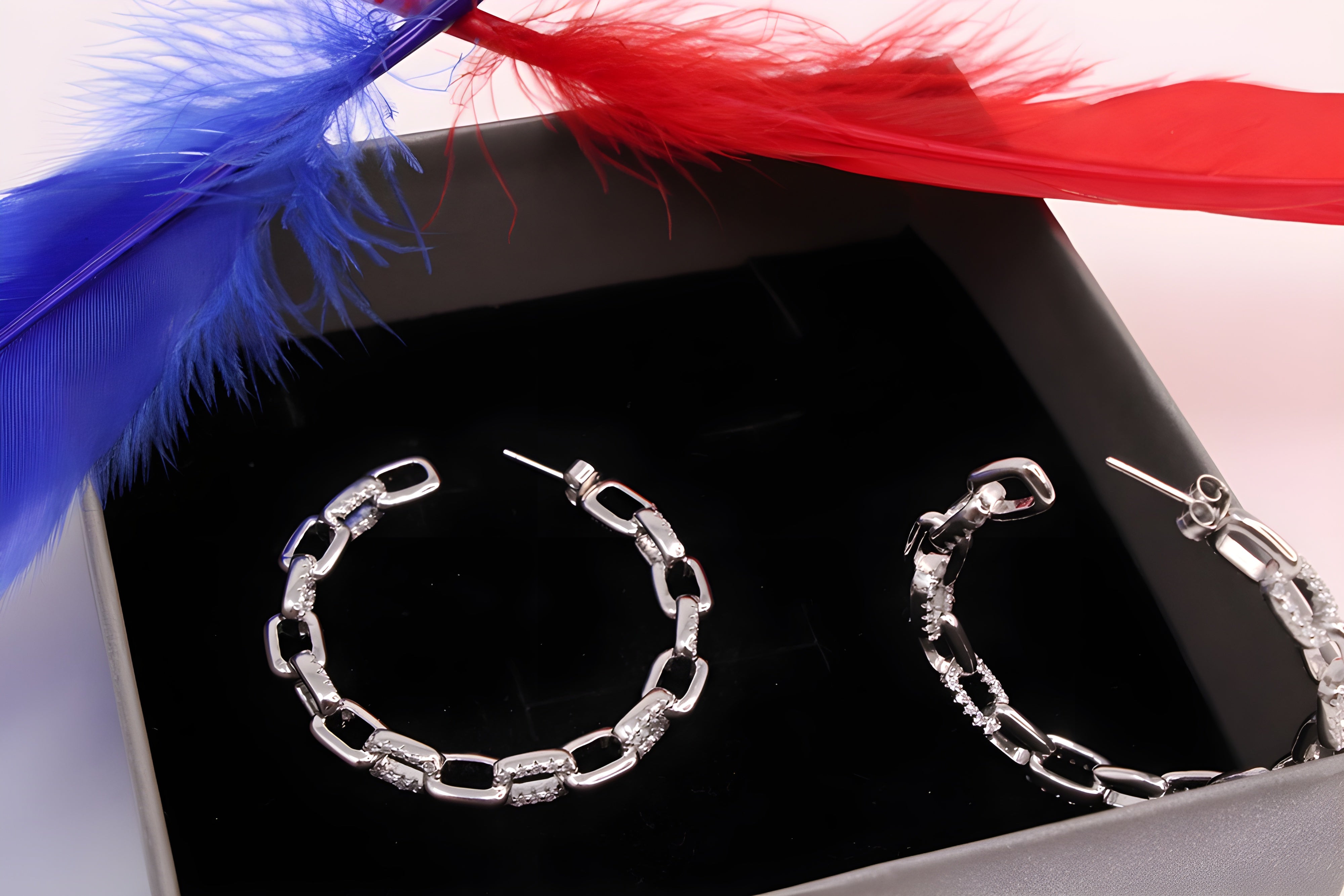 Sterling Silver Splendor VeeLux Premium Crystal Hoop Earrings