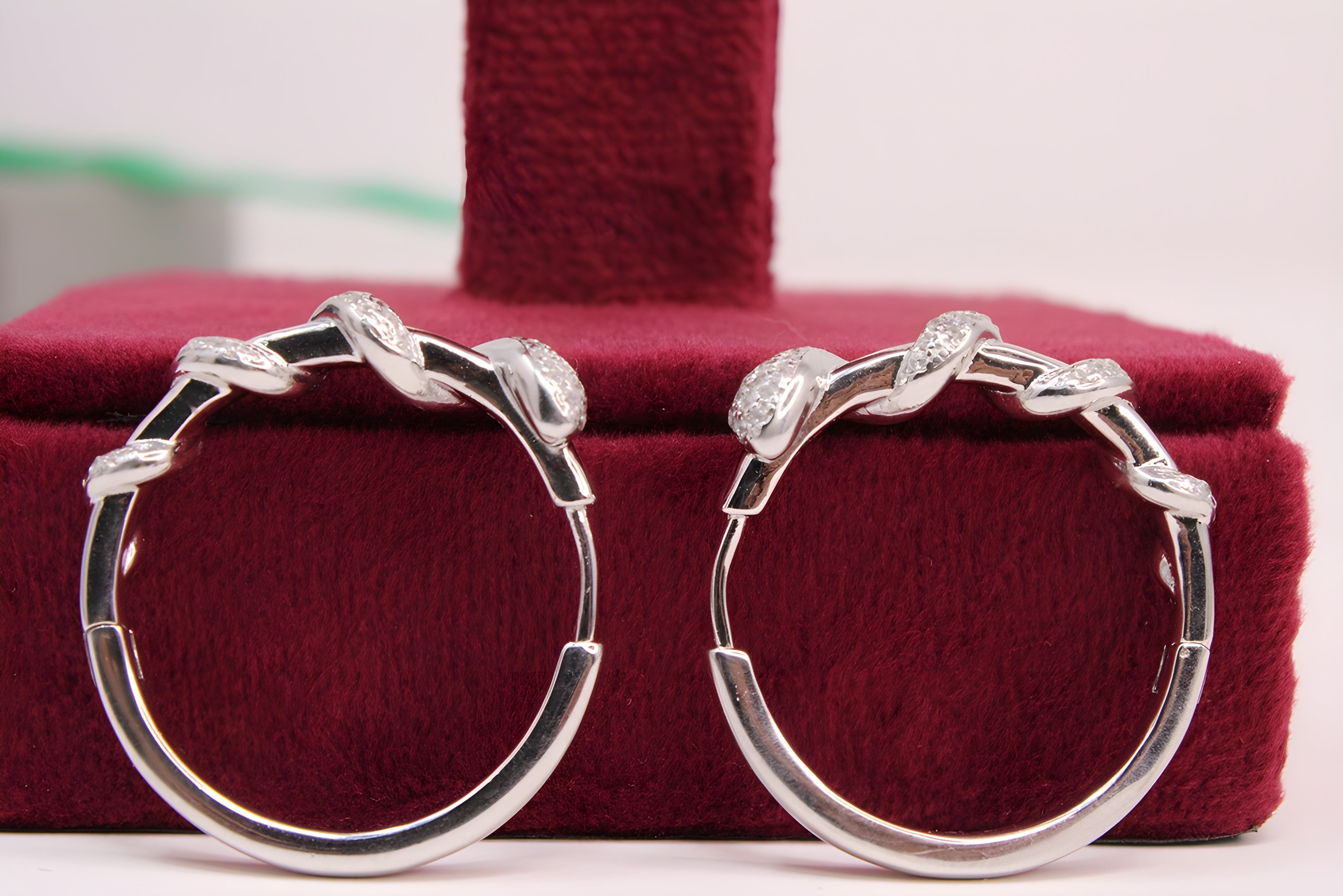Sterling Silver Mystique VeeLux Premium Crystal Hoop Earrings