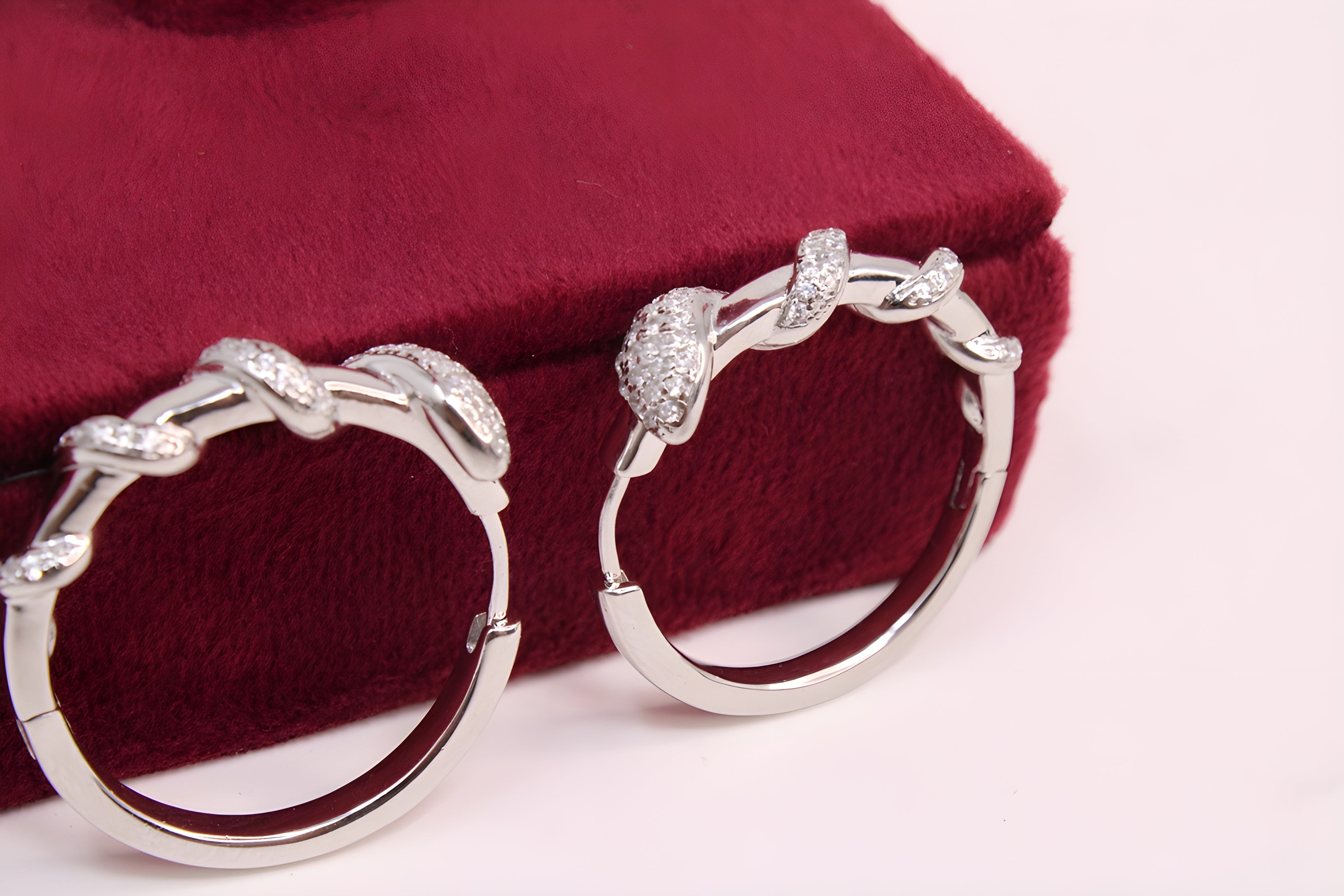 Sterling Silver Mystique VeeLux Premium Crystal Hoop Earrings