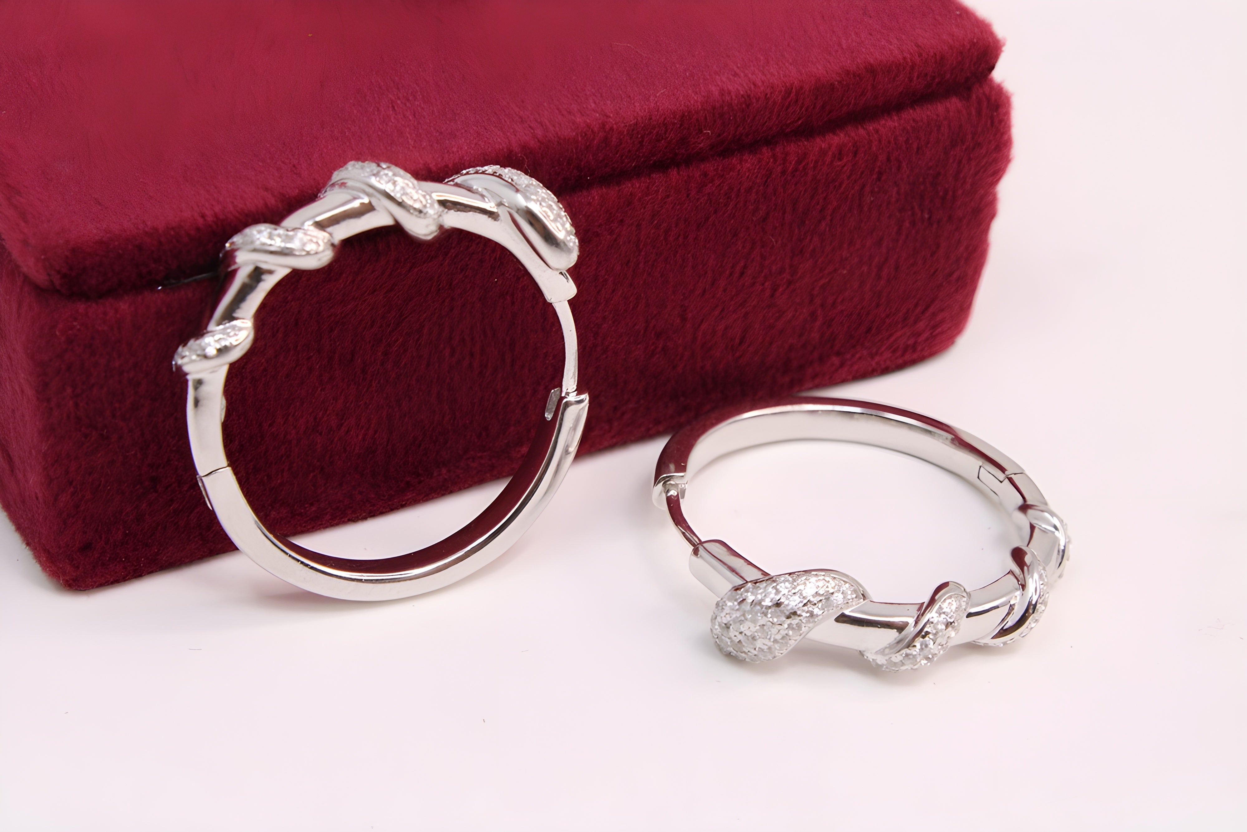 Sterling Silver Mystique VeeLux Premium Crystal Hoop Earrings