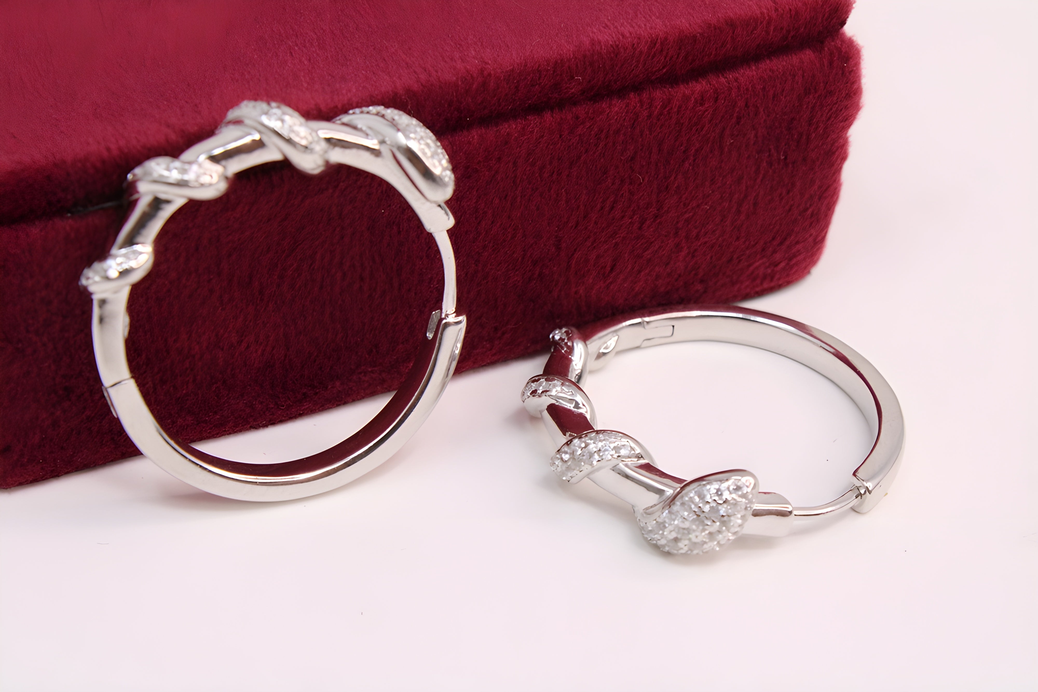 Sterling Silver Mystique VeeLux Premium Crystal Hoop Earrings