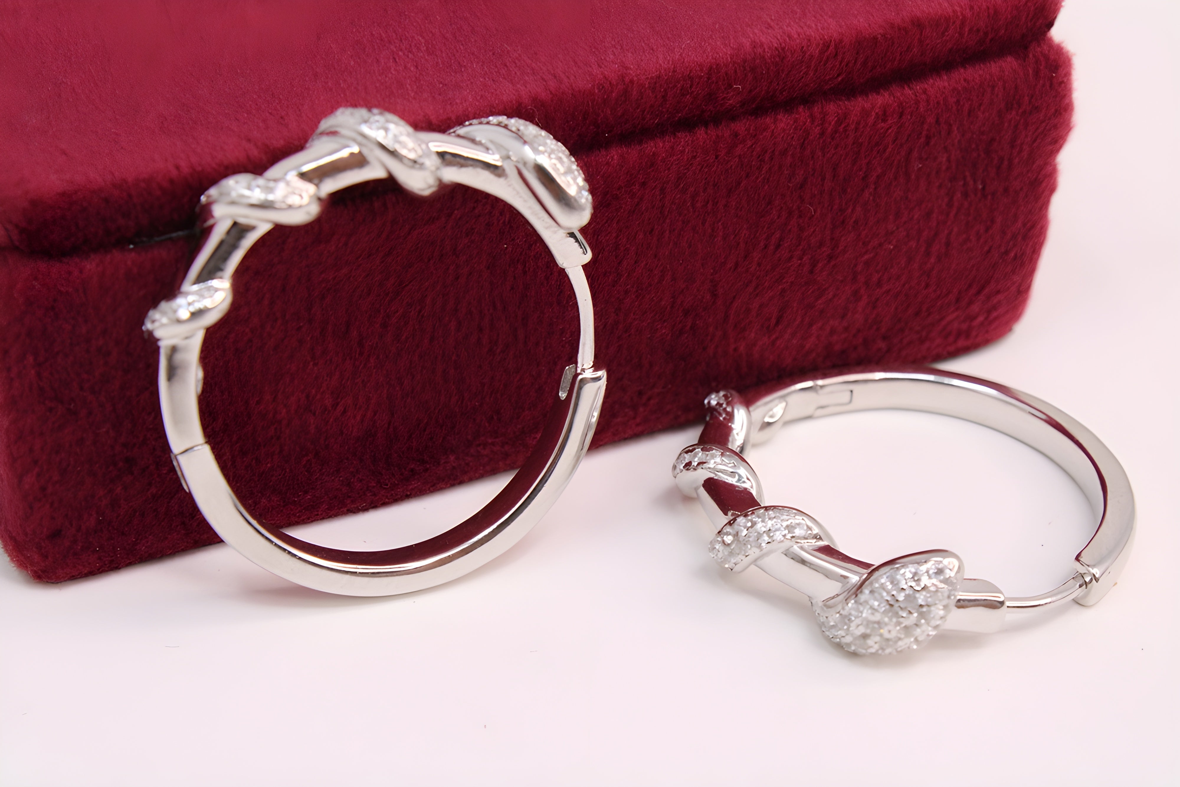 Sterling Silver Mystique VeeLux Premium Crystal Hoop Earrings