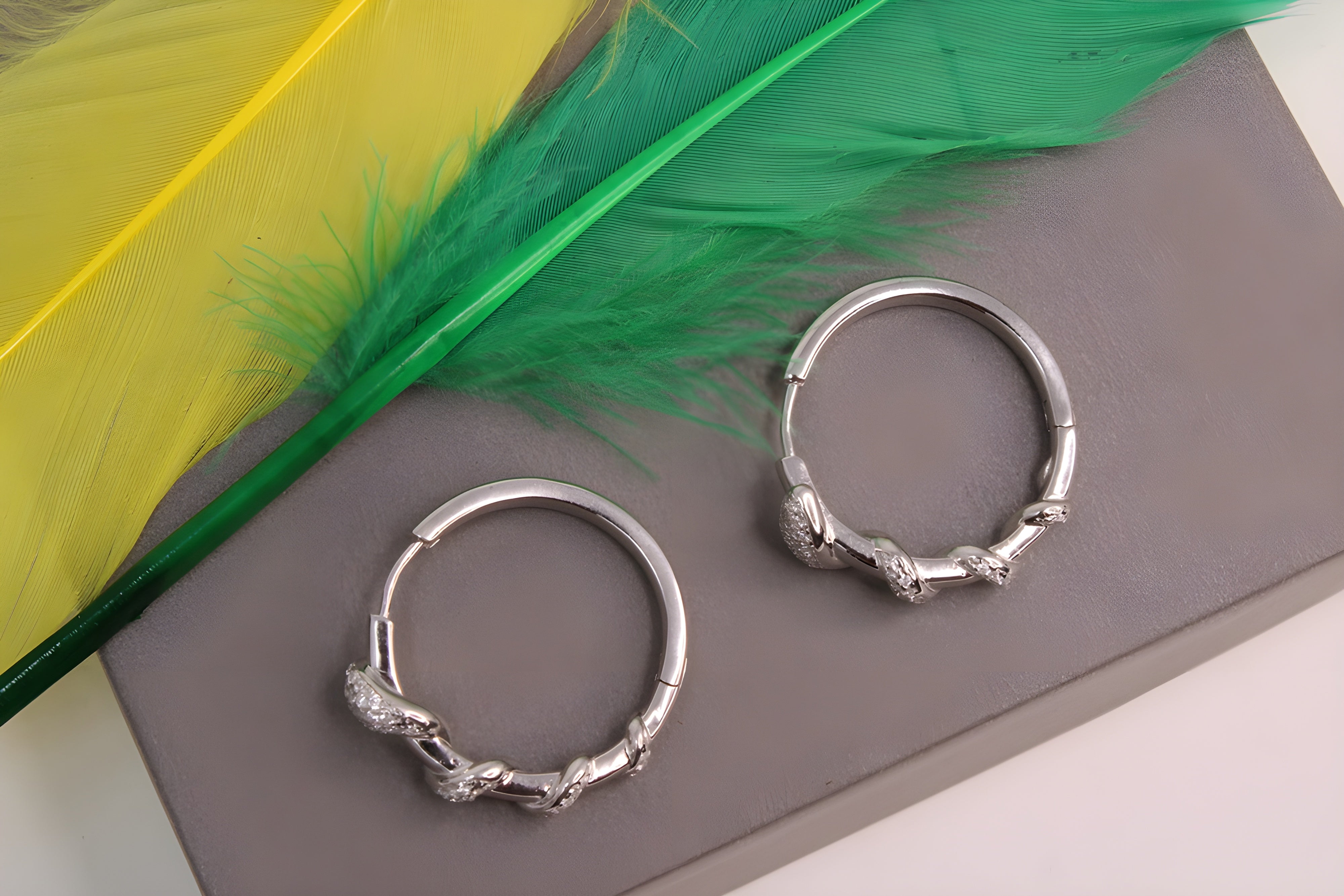 Sterling Silver Mystique VeeLux Premium Crystal Hoop Earrings