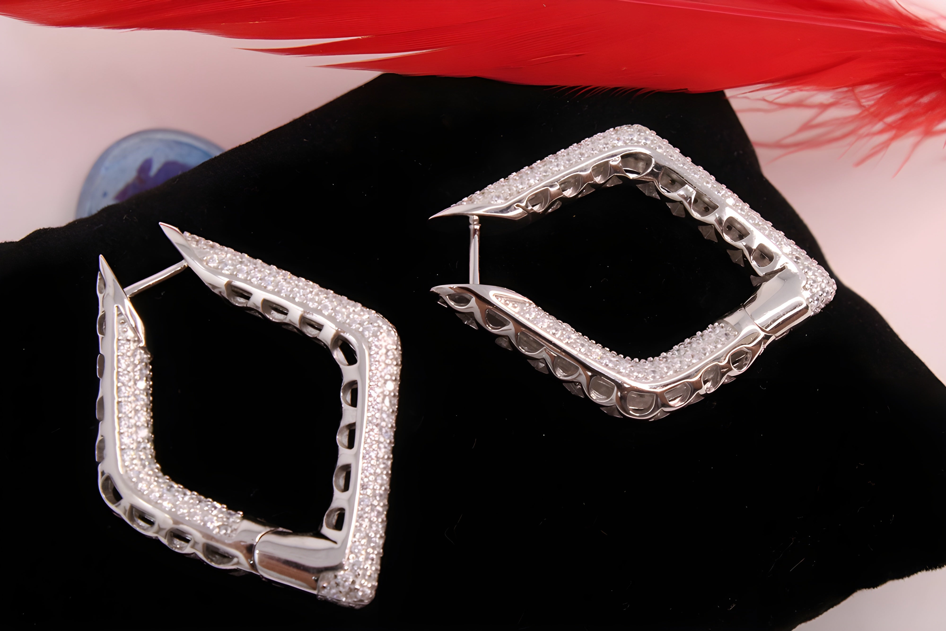 Sterling Silver Brilliance VeeLux Premium Crystal Hoop Earrings