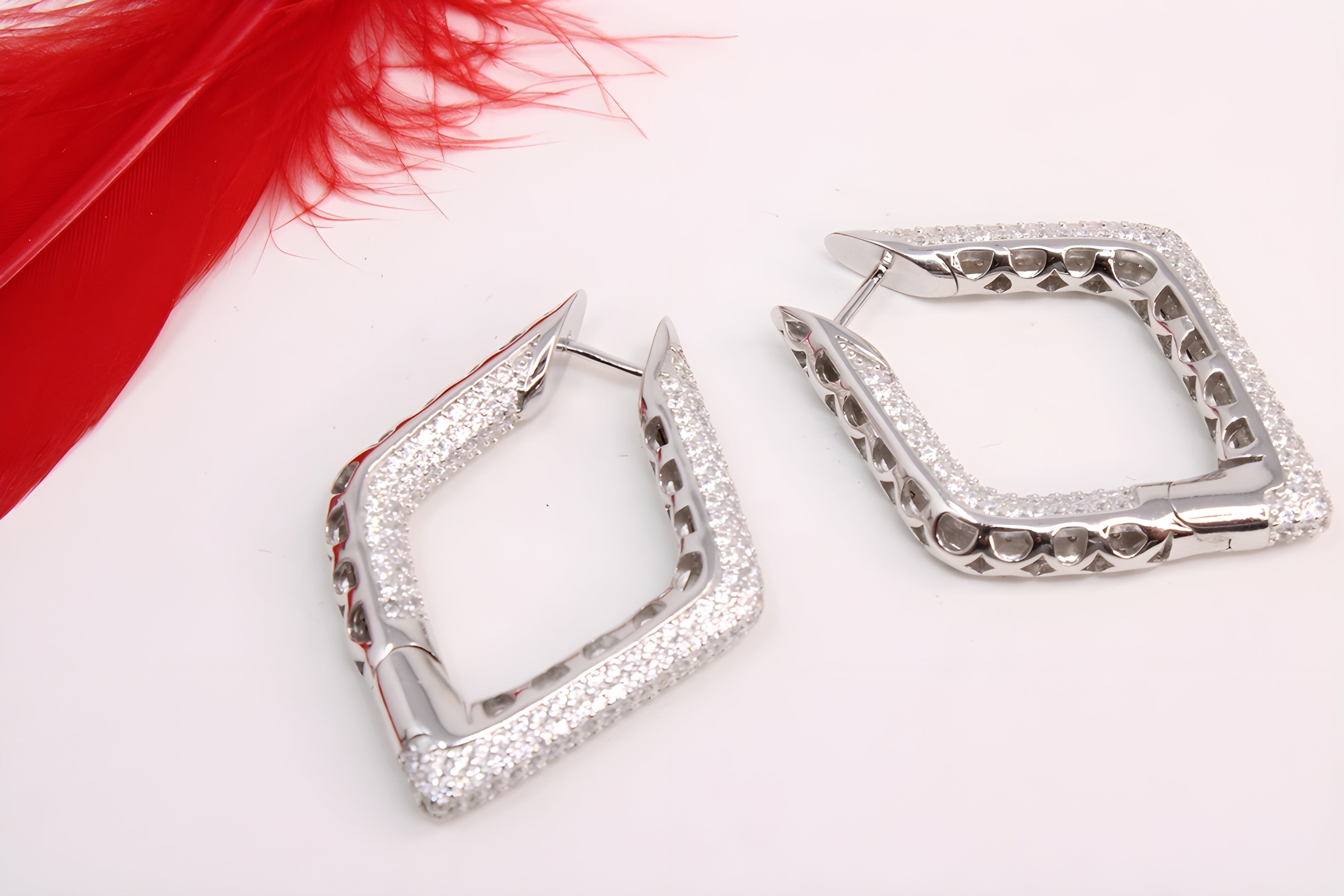 Sterling Silver Brilliance VeeLux Premium Crystal Hoop Earrings