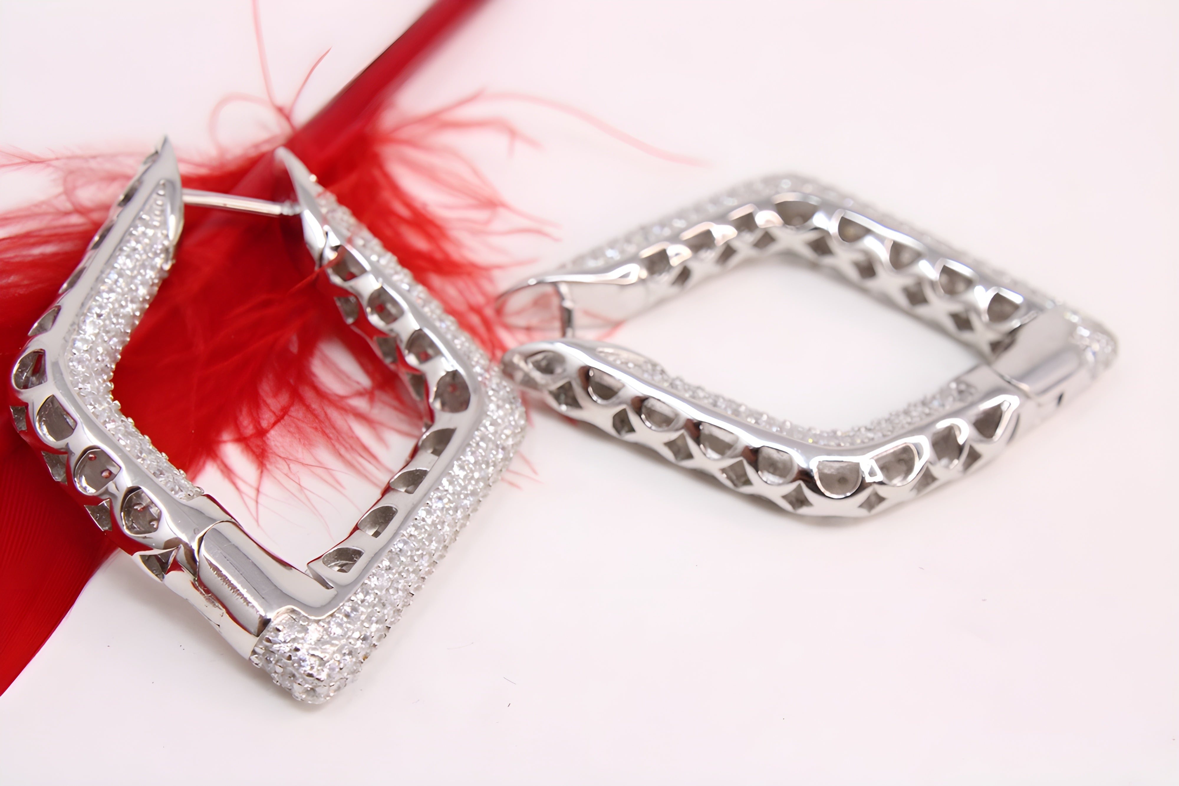 Sterling Silver Brilliance VeeLux Premium Crystal Hoop Earrings