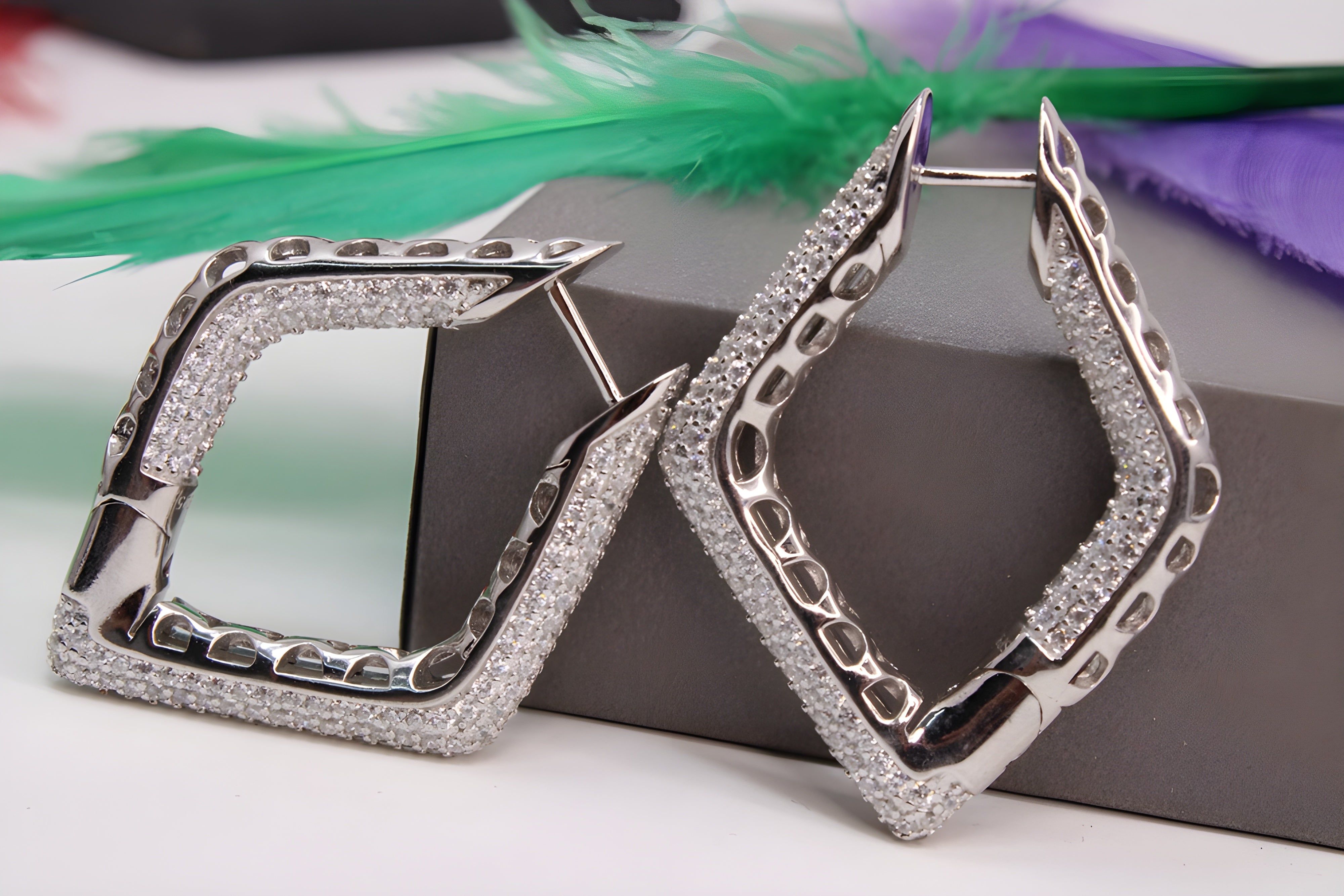 Sterling Silver Brilliance VeeLux Premium Crystal Hoop Earrings