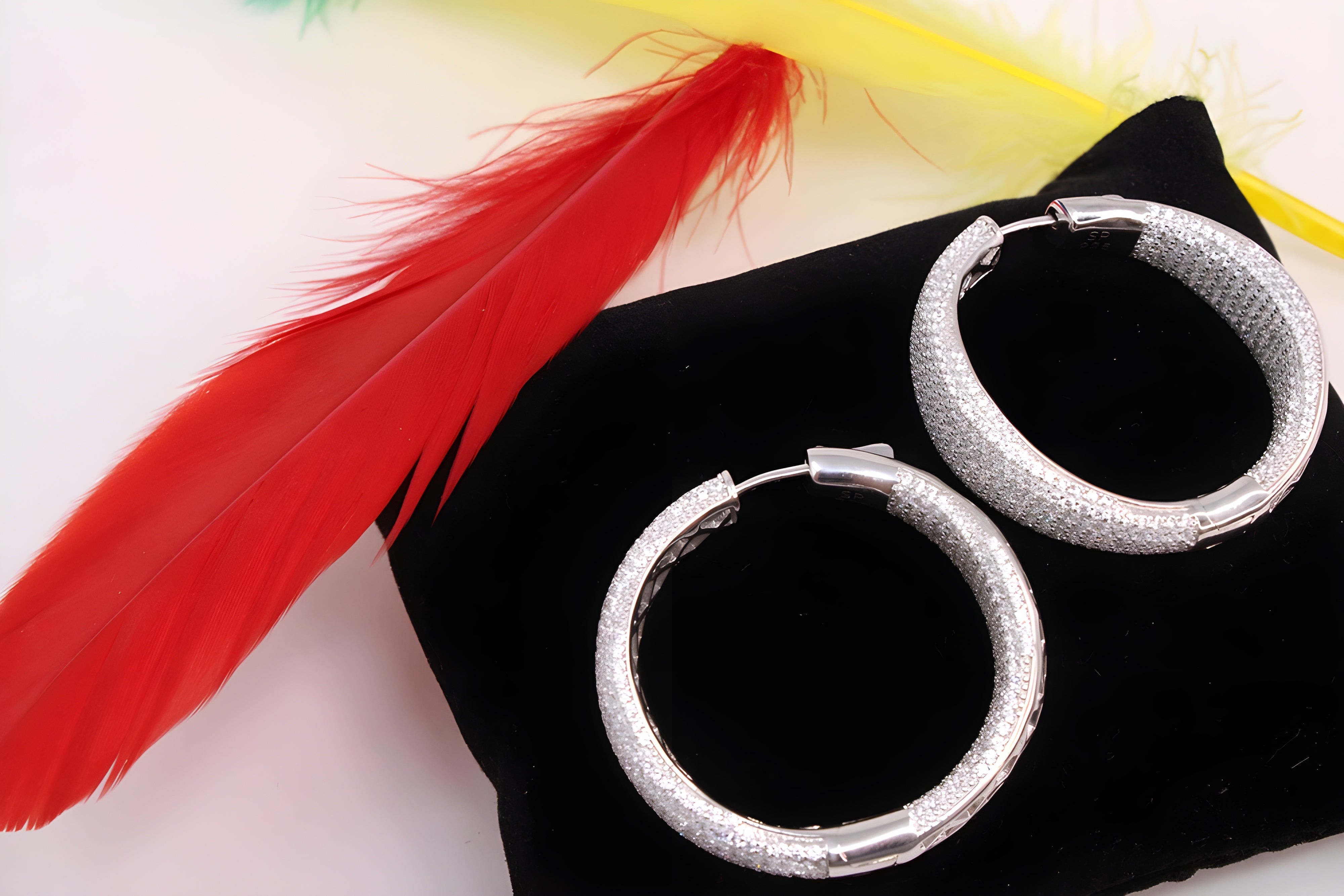 Sterling Silver Radiance VeeLux Premium Crystal Hoop Earrings