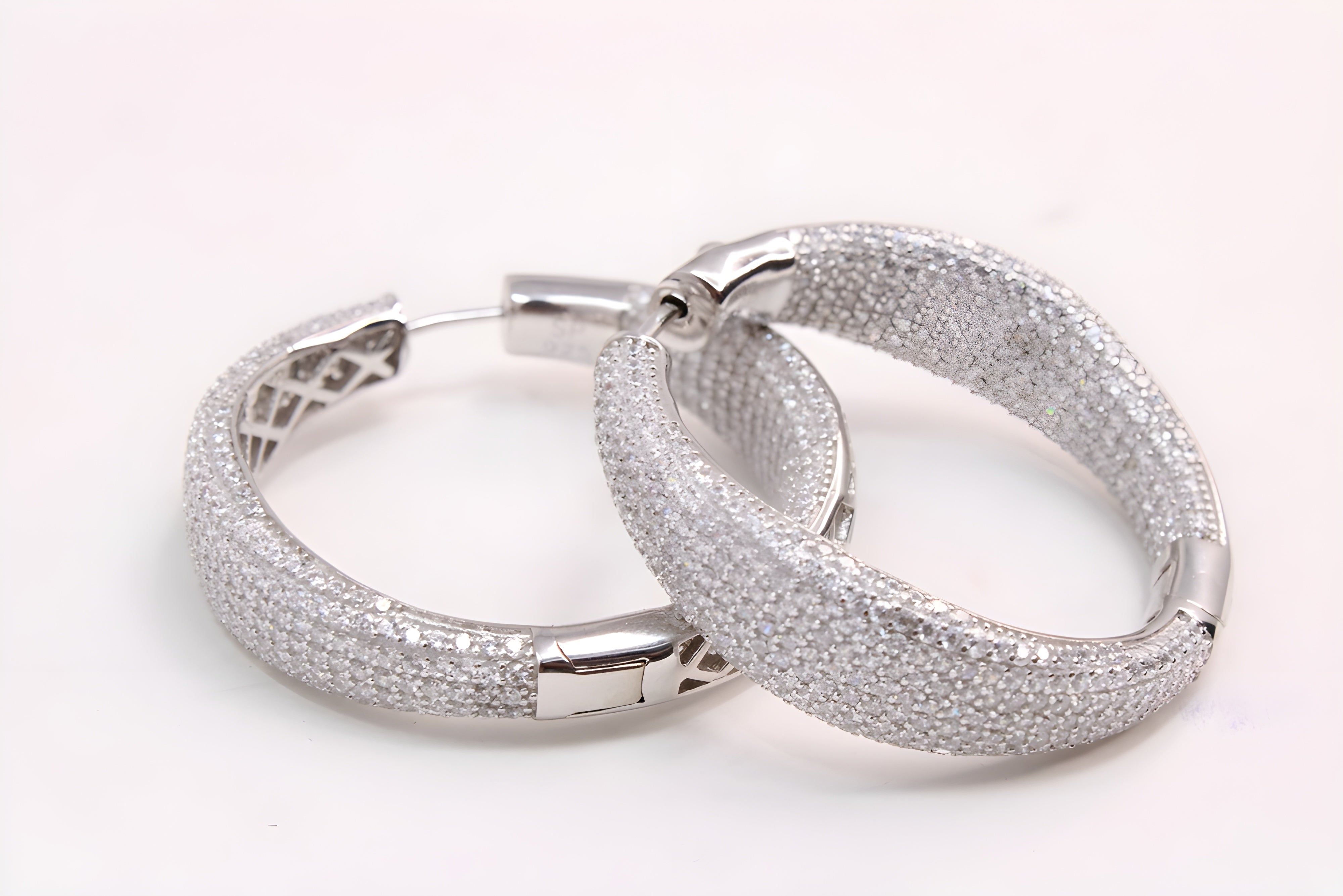 Sterling Silver Radiance VeeLux Premium Crystal Hoop Earrings