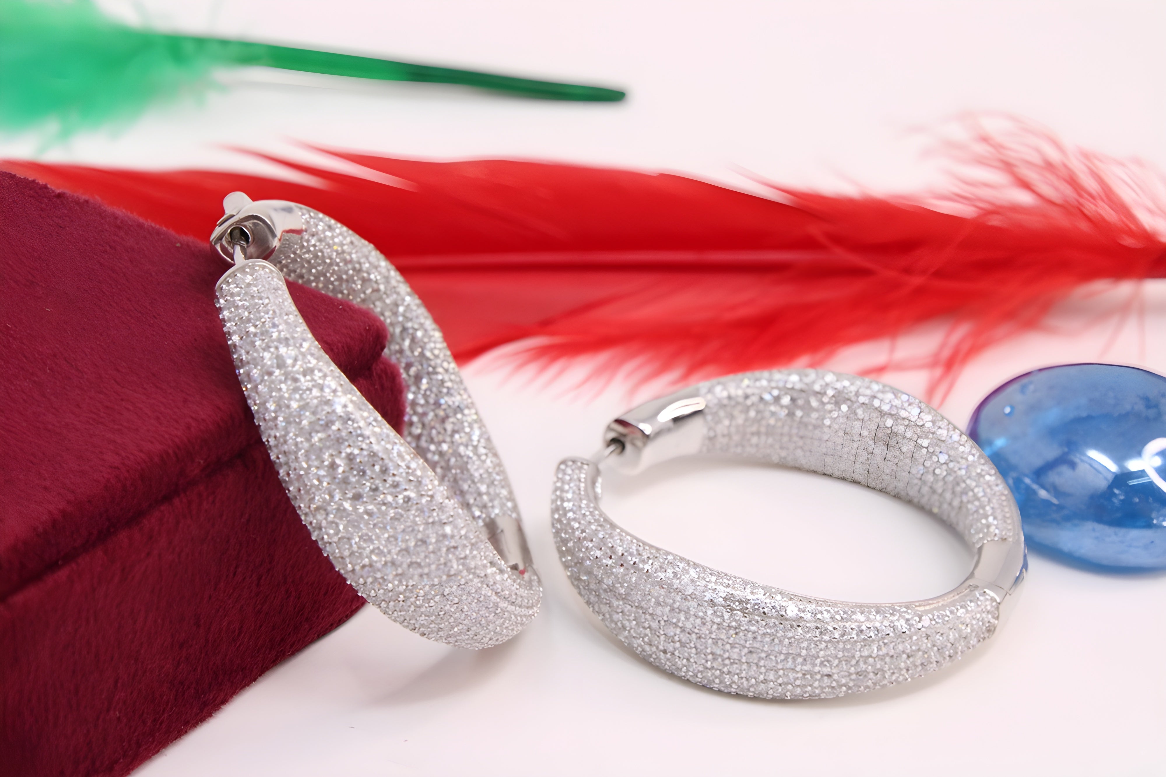 Sterling Silver Radiance VeeLux Premium Crystal Hoop Earrings