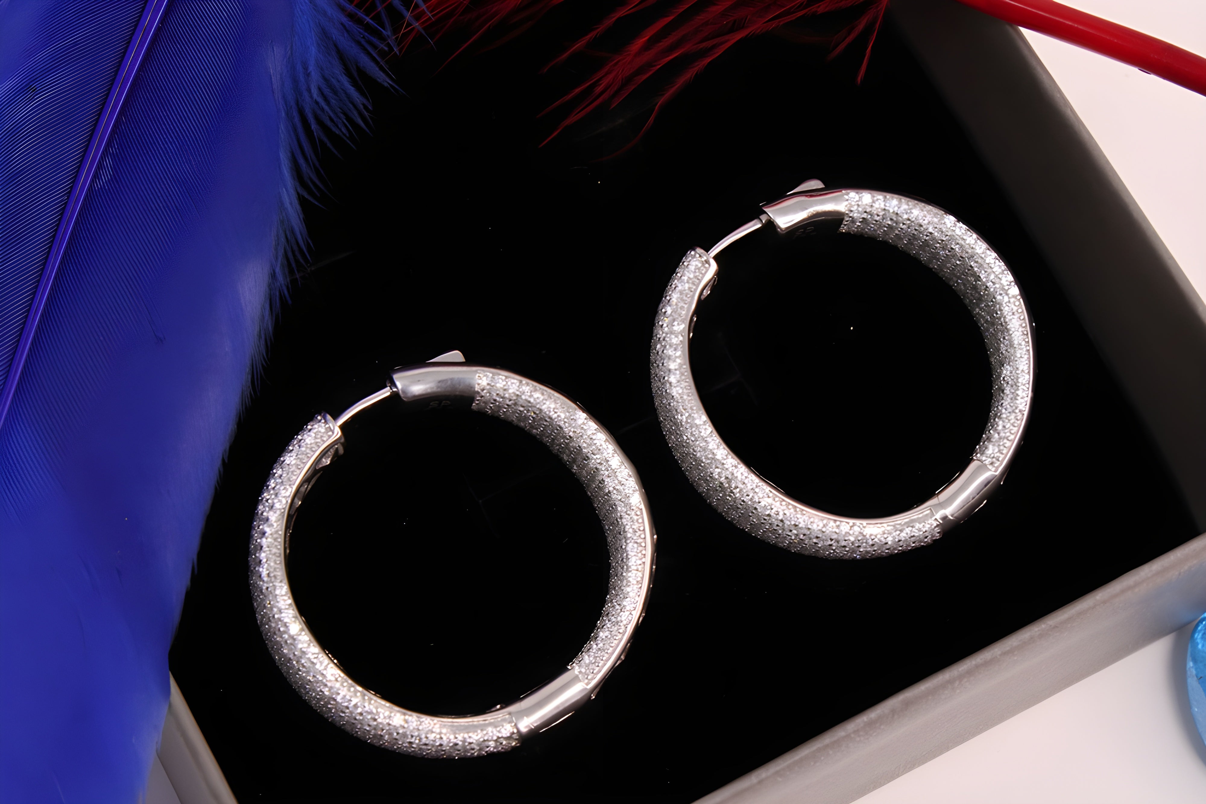 Sterling Silver Radiance VeeLux Premium Crystal Hoop Earrings