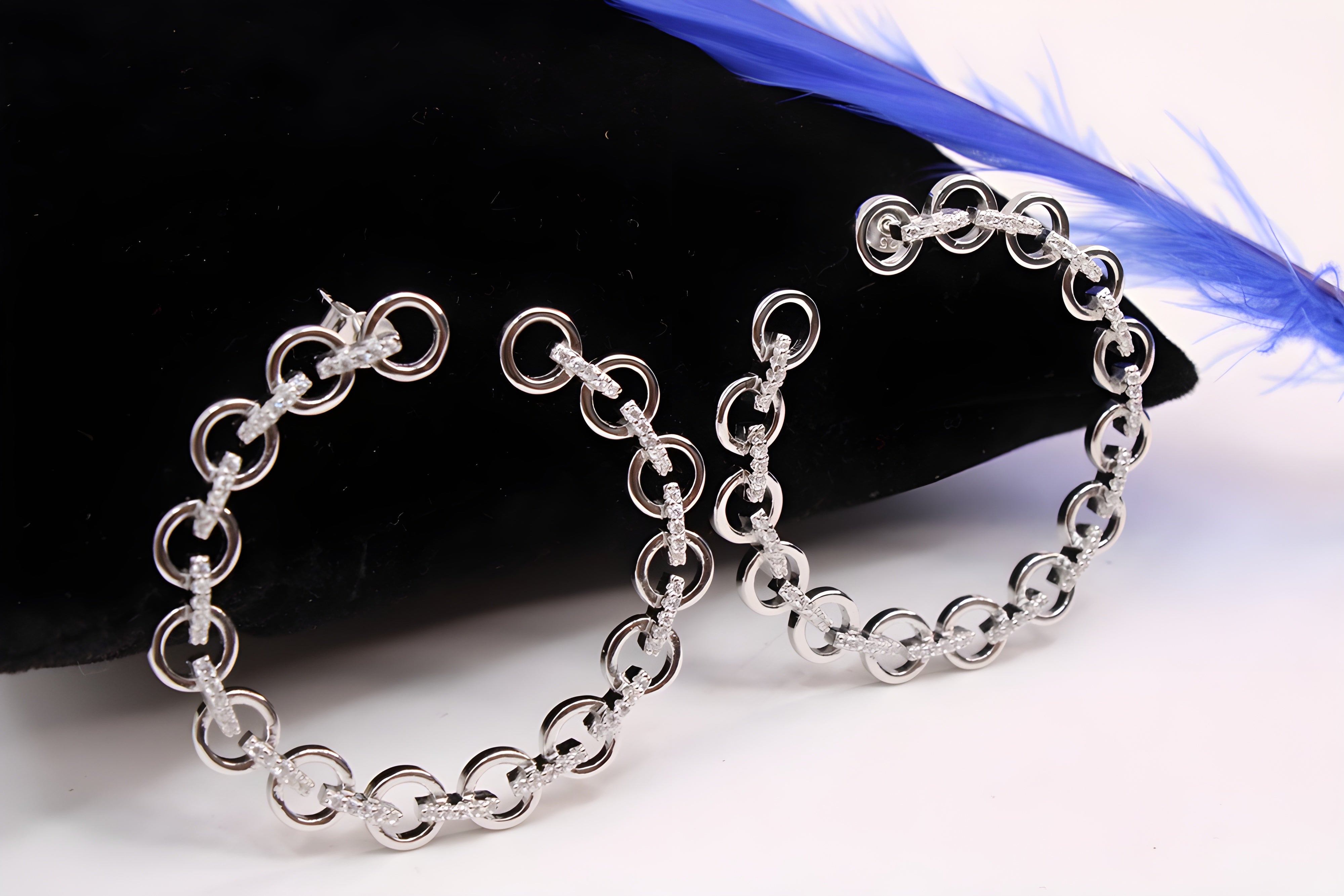 Sterling Silver Harmony VeeLux Premium Crystal Hoop Earrings
