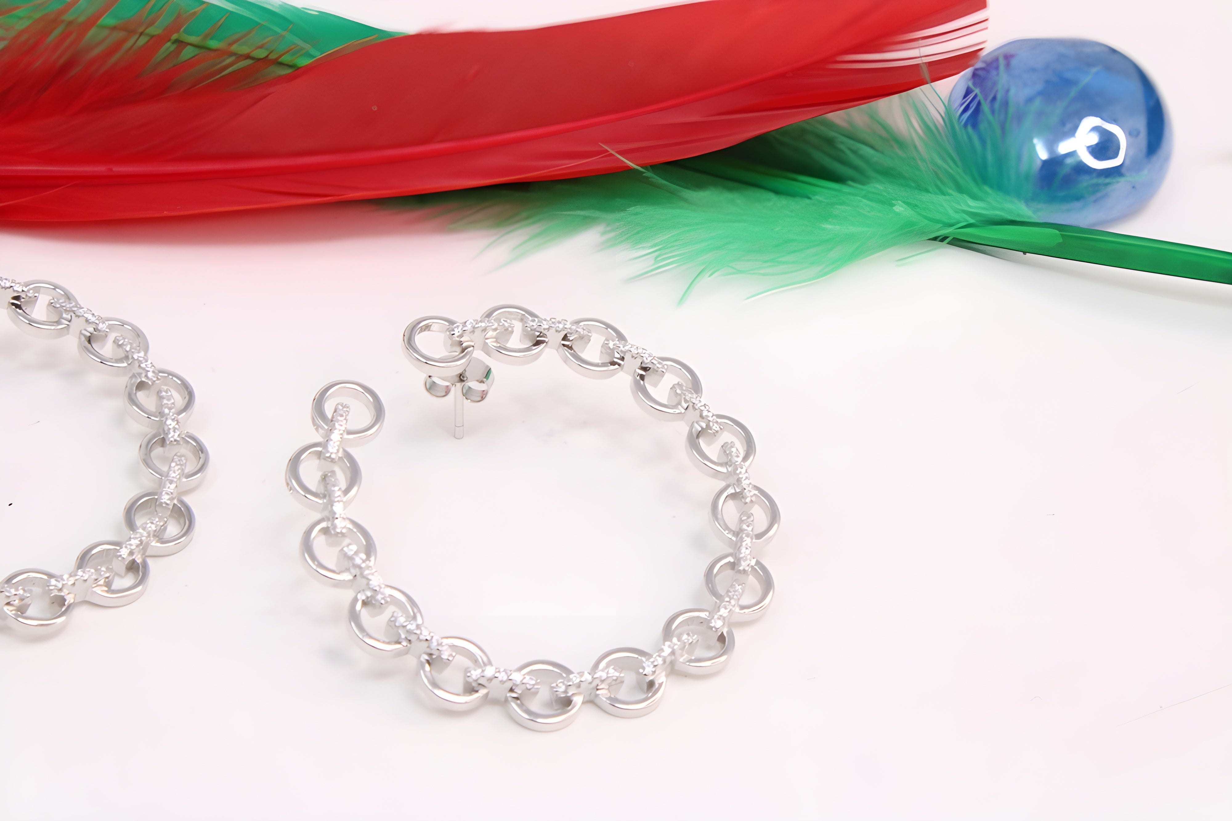 Sterling Silver Harmony VeeLux Premium Crystal Hoop Earrings