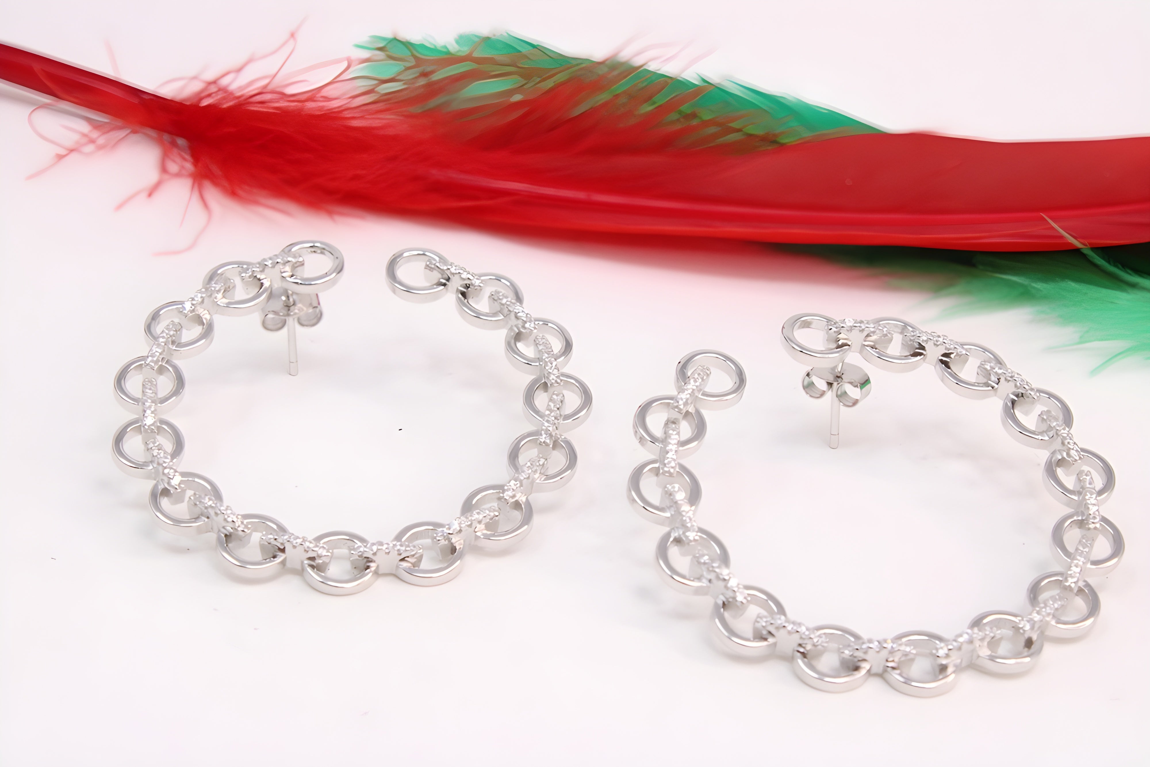 Sterling Silver Harmony VeeLux Premium Crystal Hoop Earrings