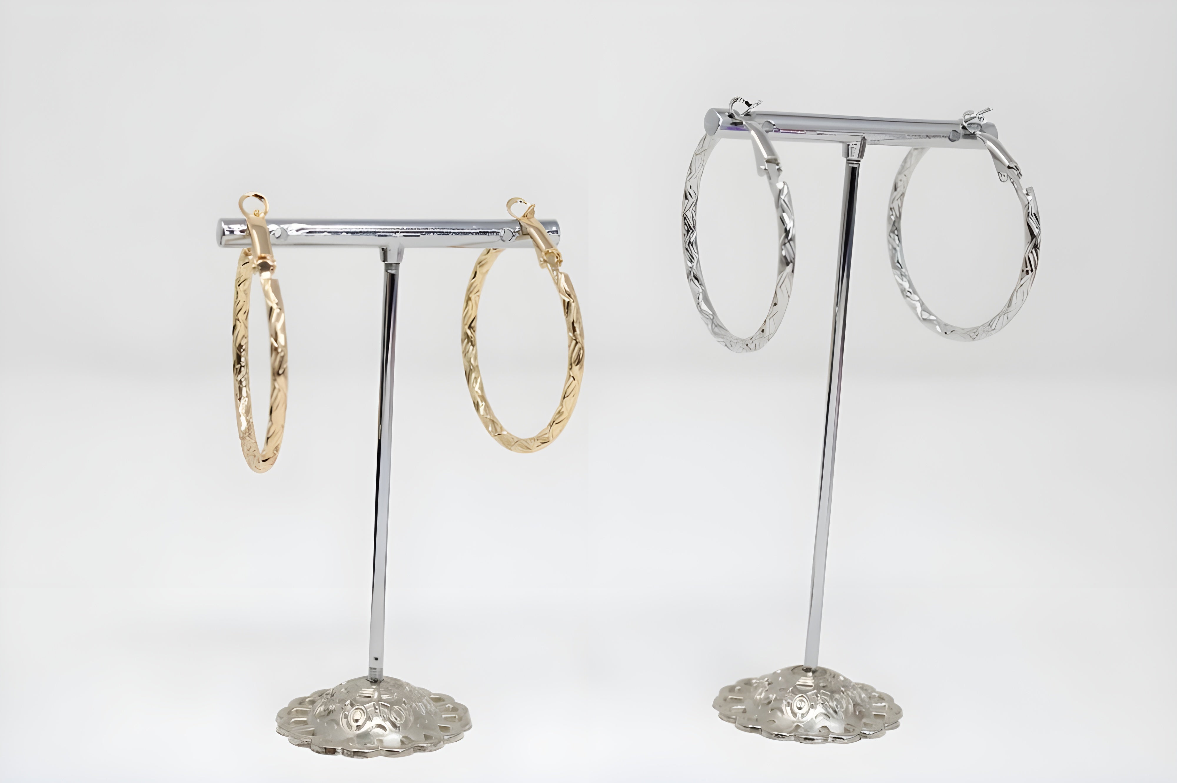 Blushing Bloom Golden/Silver Hoop Earrings