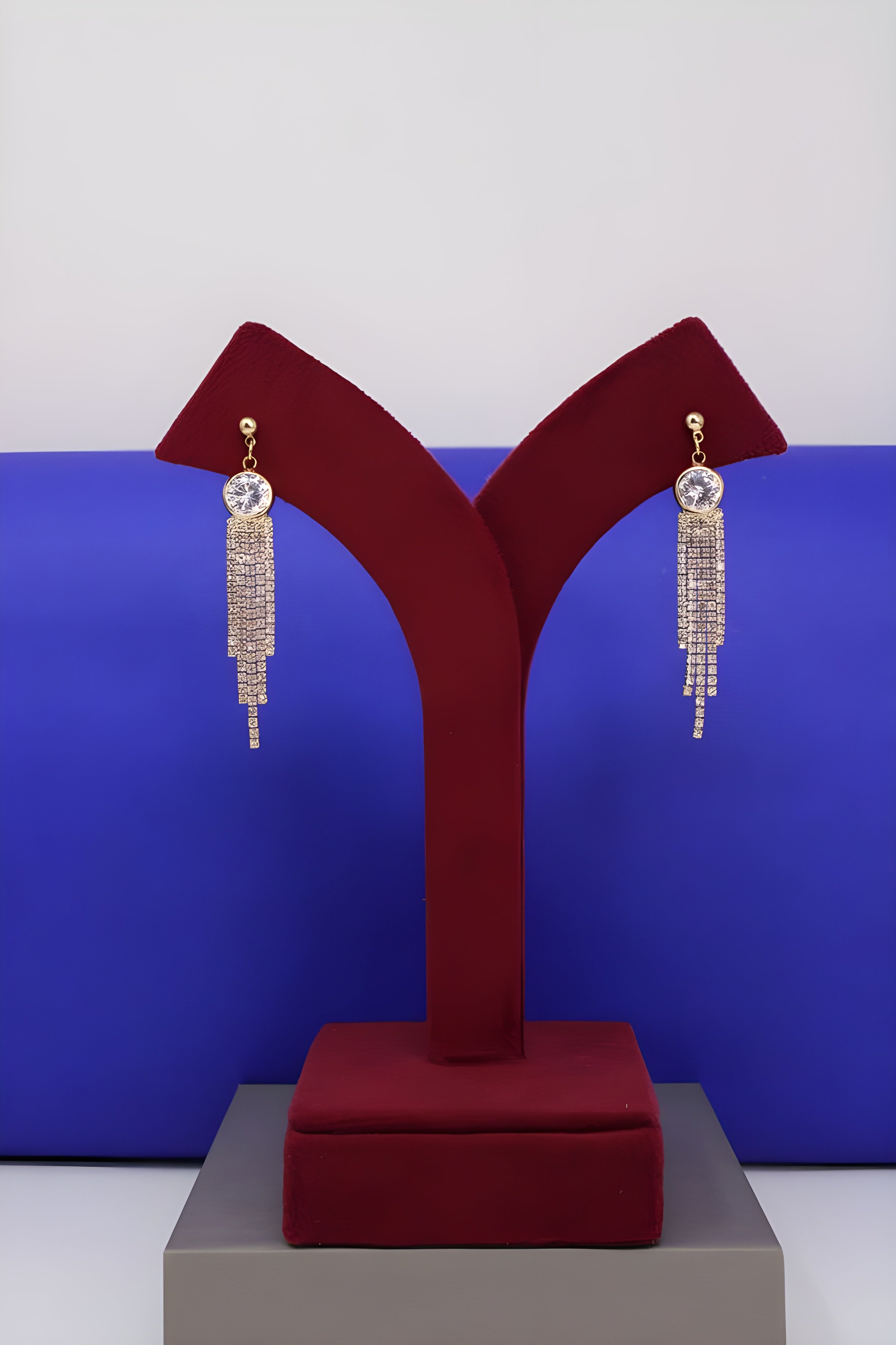 Single Stone Diamond Halo and Cascade Drop Earrings