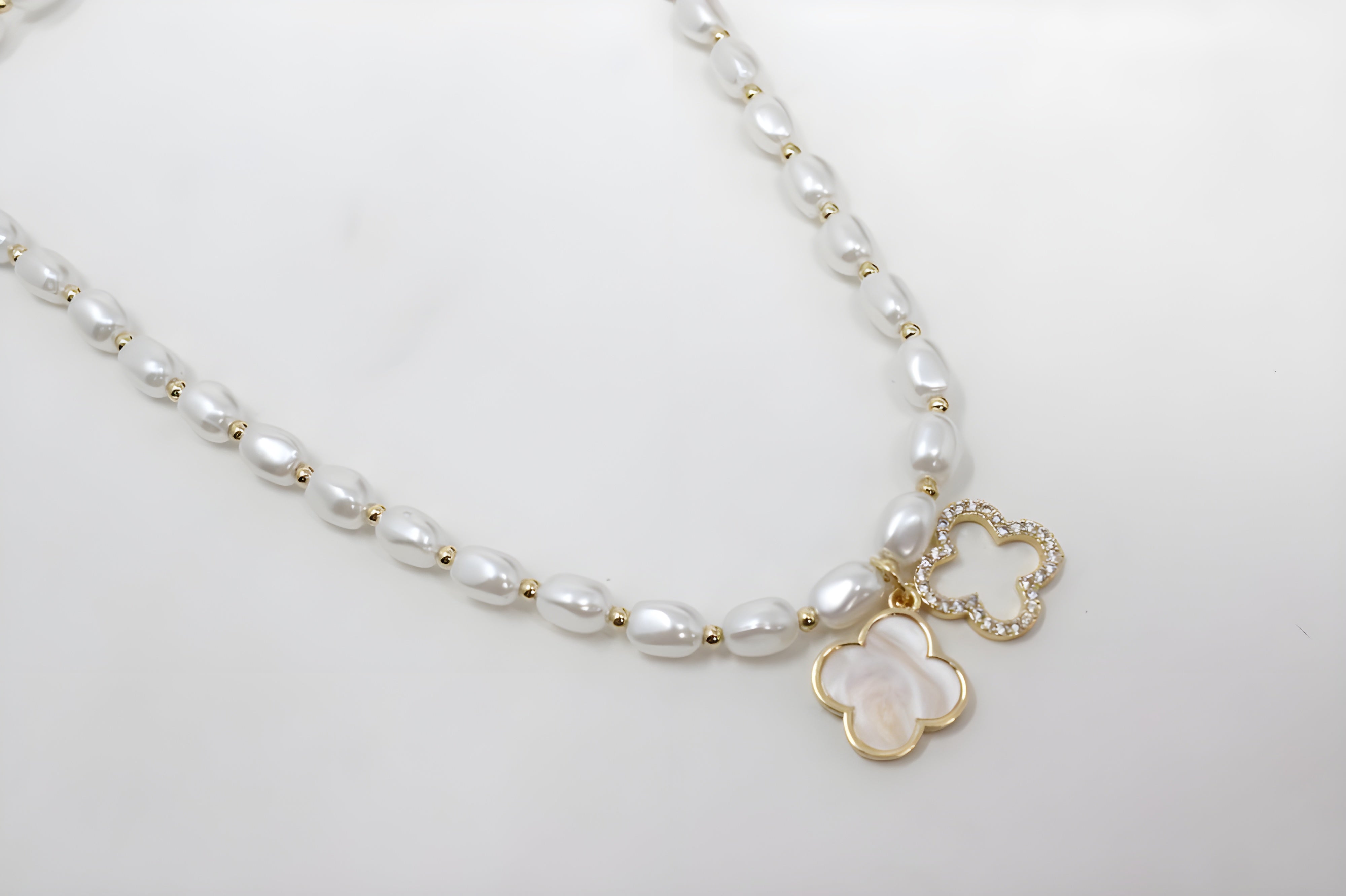Pearl Leaf Charm Jewelry Set