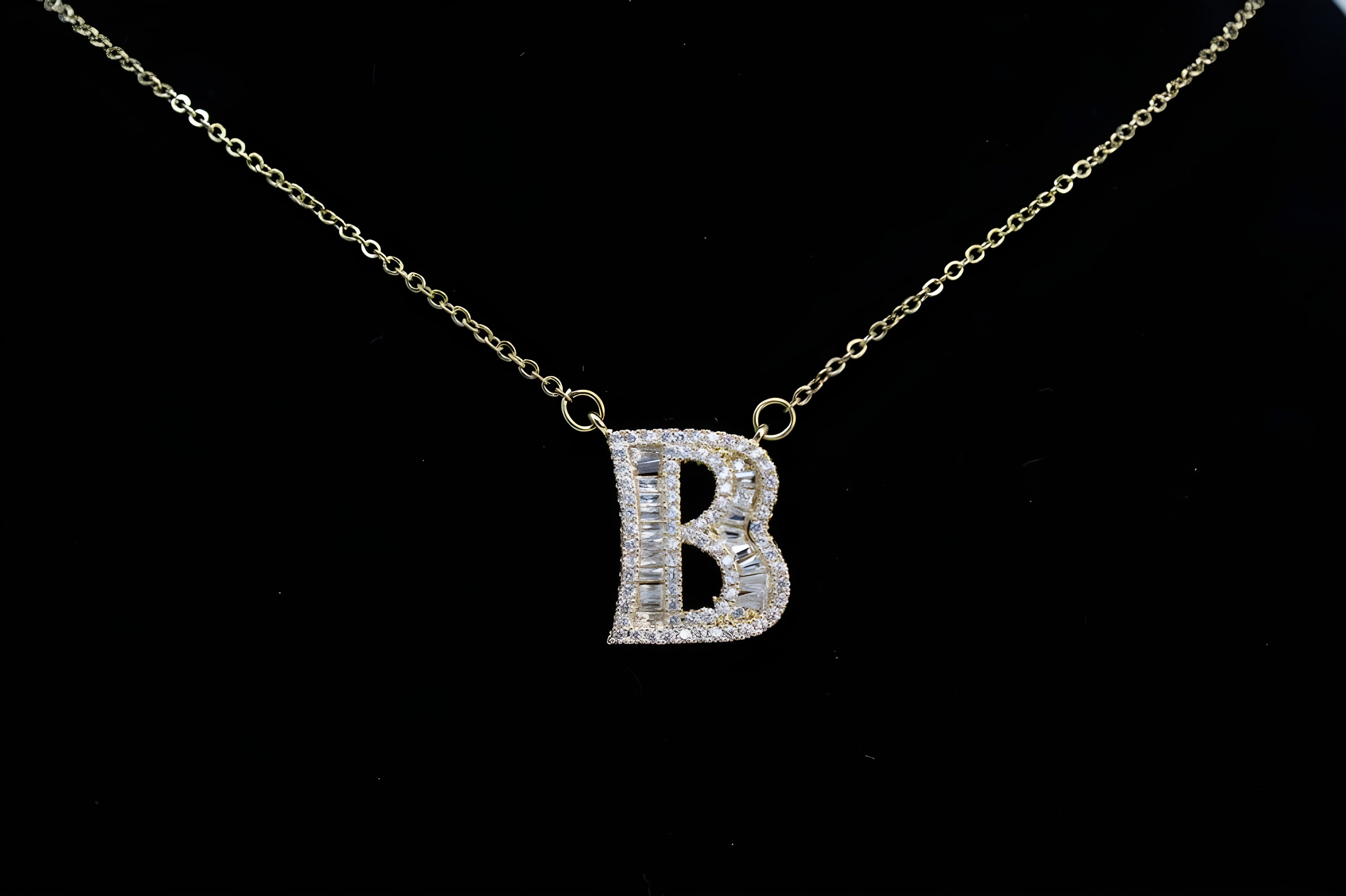 Radiant Dual-Tone Crystal 'B' Pendant Set