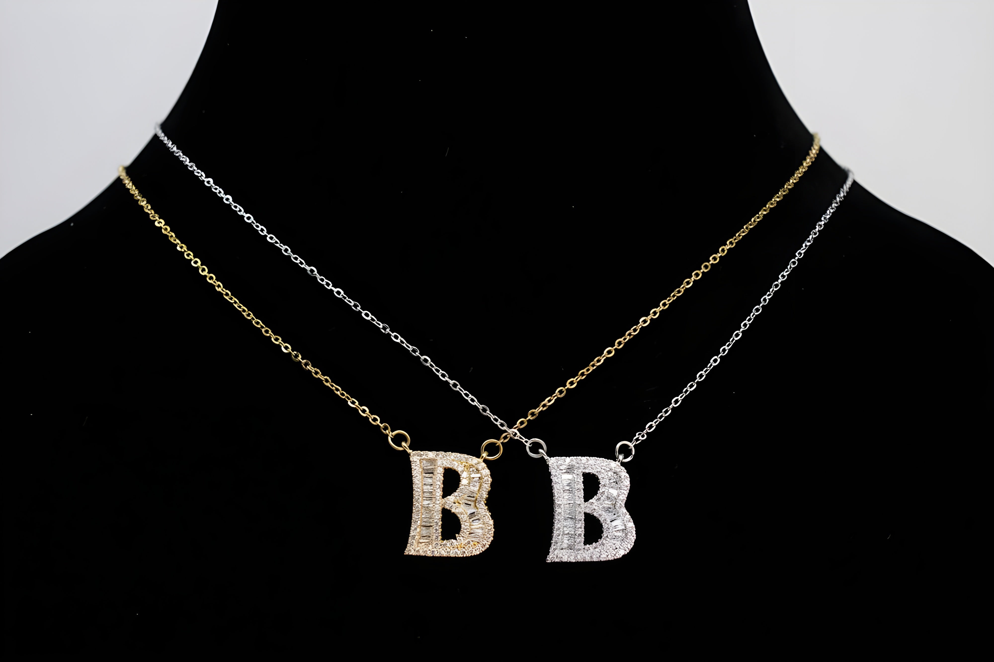 Radiant Dual-Tone Crystal 'B' Pendant Set