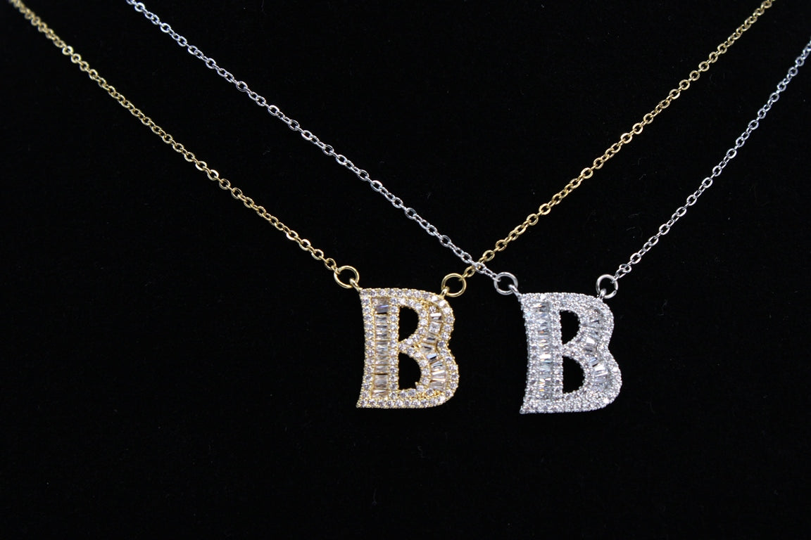 Radiant Dual-Tone Crystal 'B' Pendant Set
