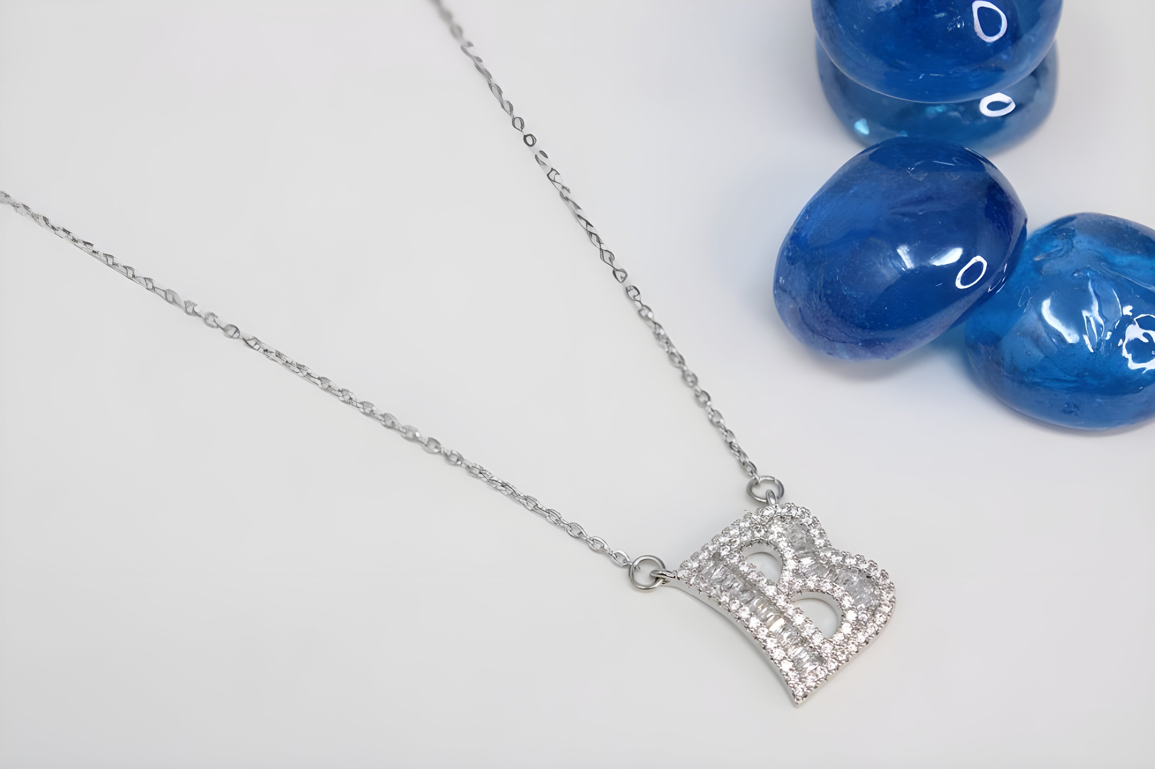 Radiant Dual-Tone Crystal 'B' Pendant Set