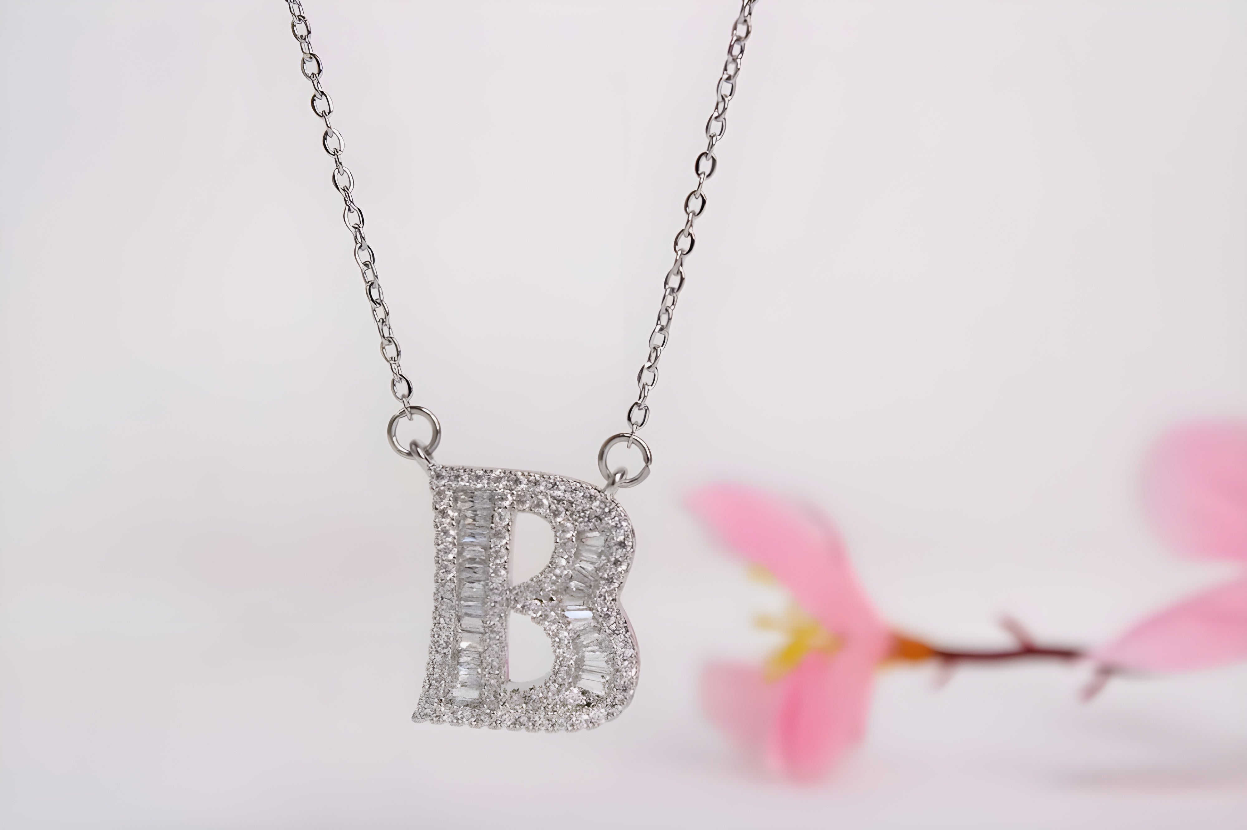 Radiant Dual-Tone Crystal 'B' Pendant Set