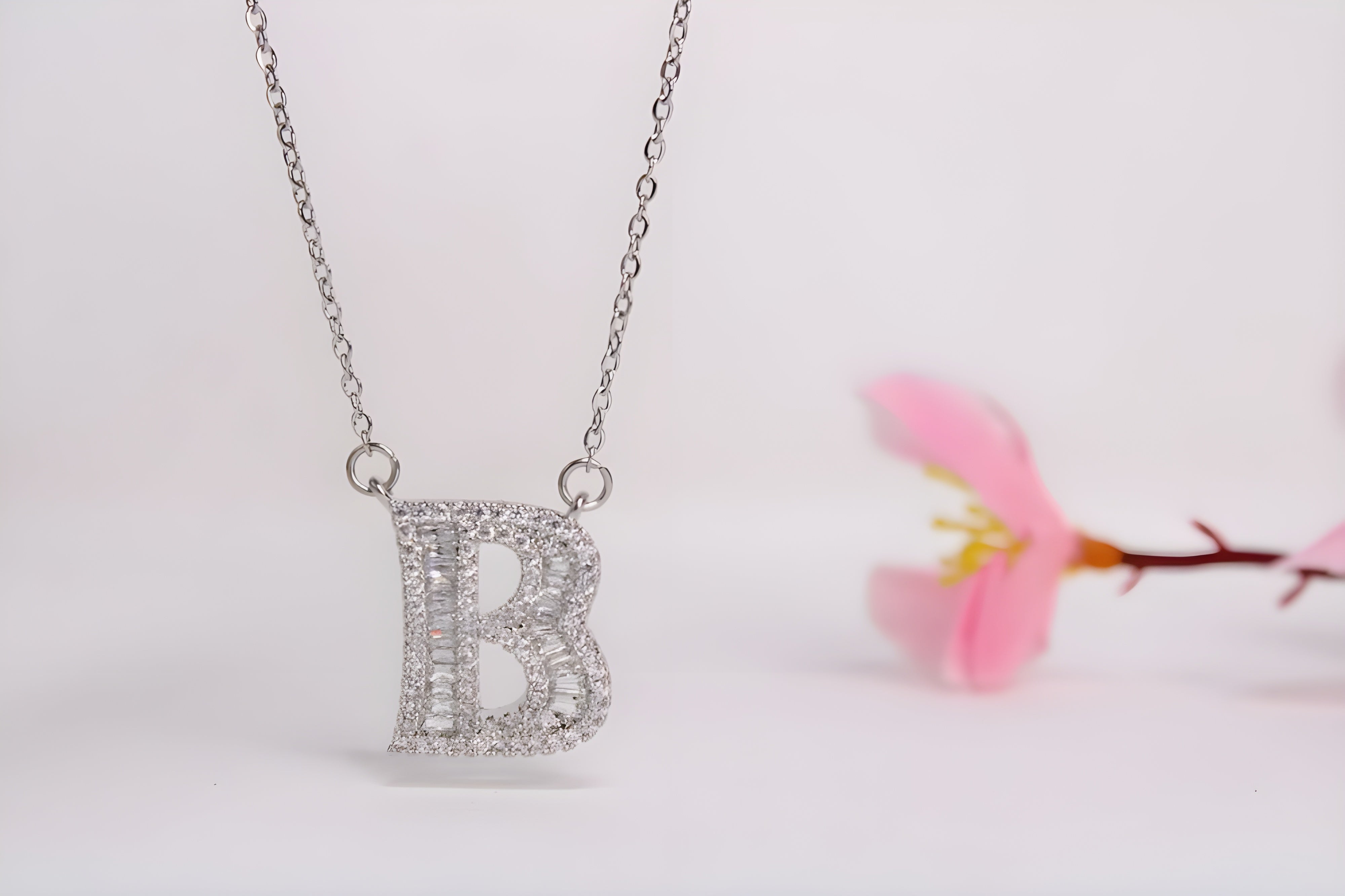 Radiant Dual-Tone Crystal 'B' Pendant Set