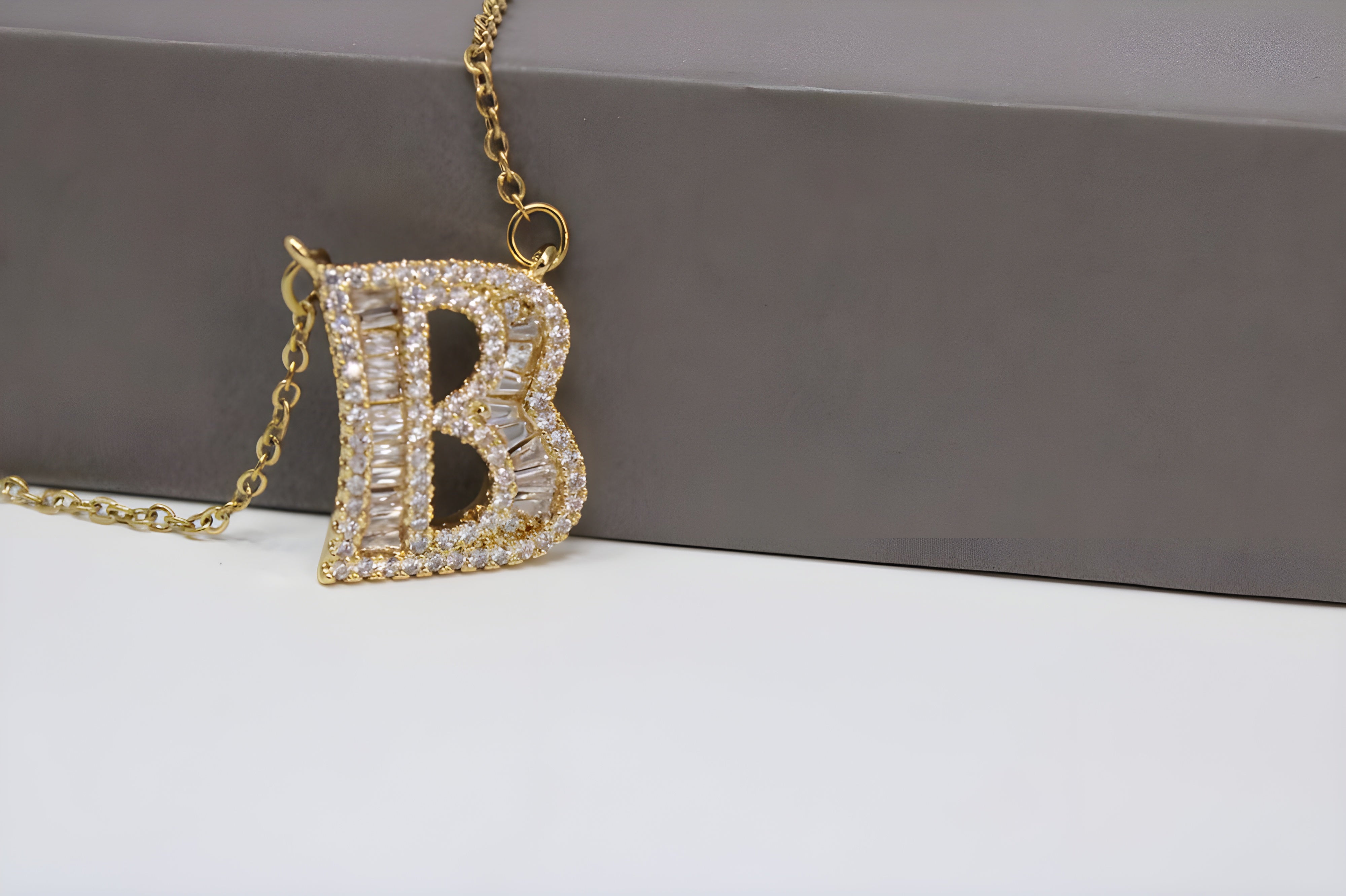 Radiant Dual-Tone Crystal 'B' Pendant Set