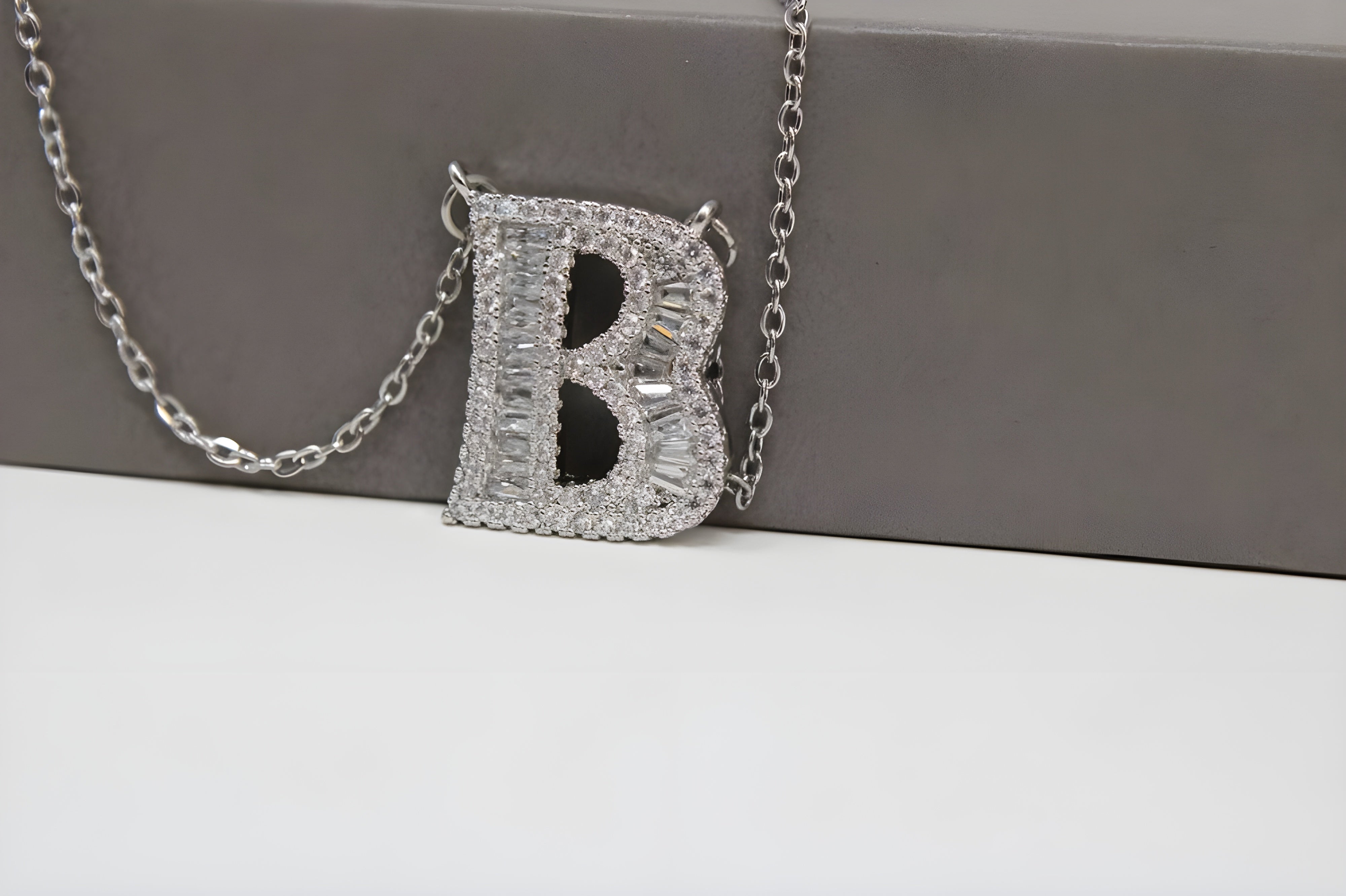 Radiant Dual-Tone Crystal 'B' Pendant Set