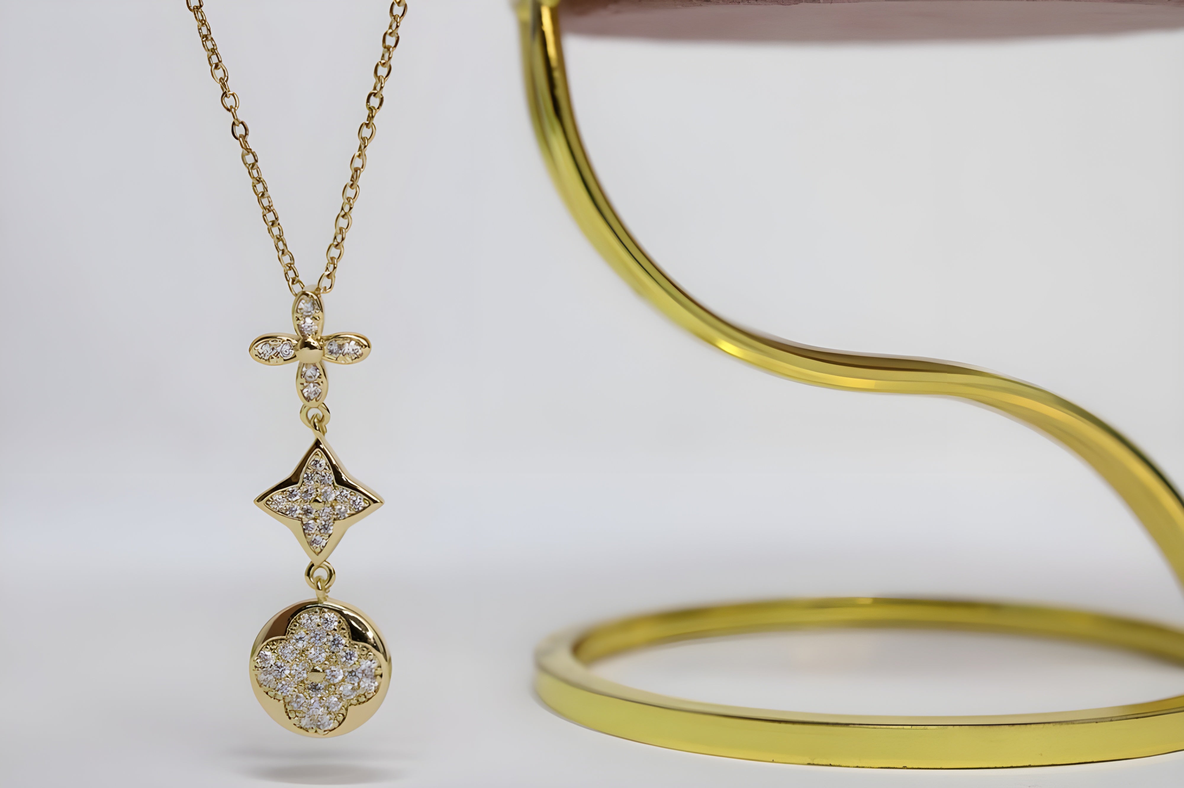 Golden Glow Crystal Pendant Set