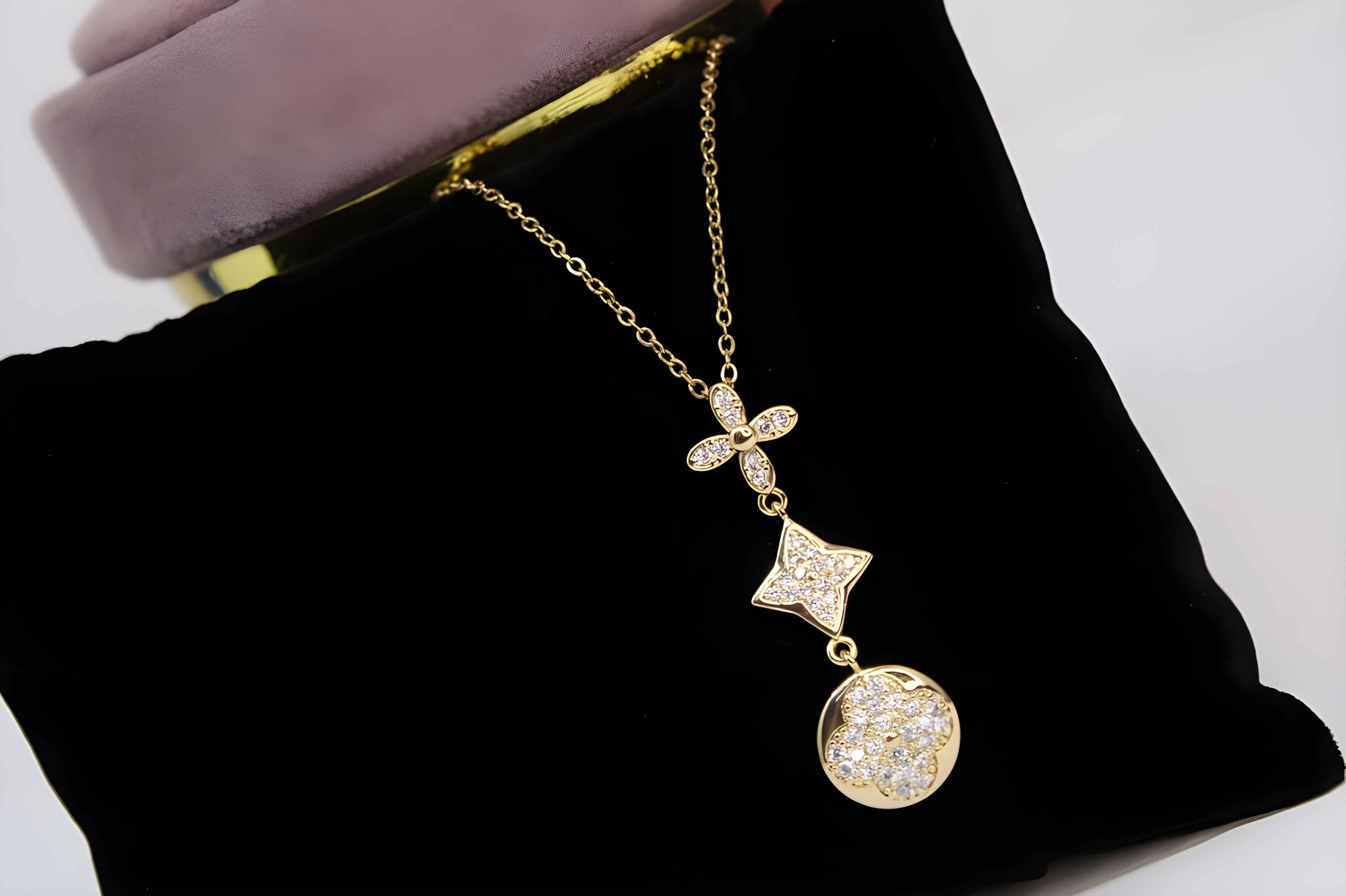 Golden Glow Crystal Pendant Set