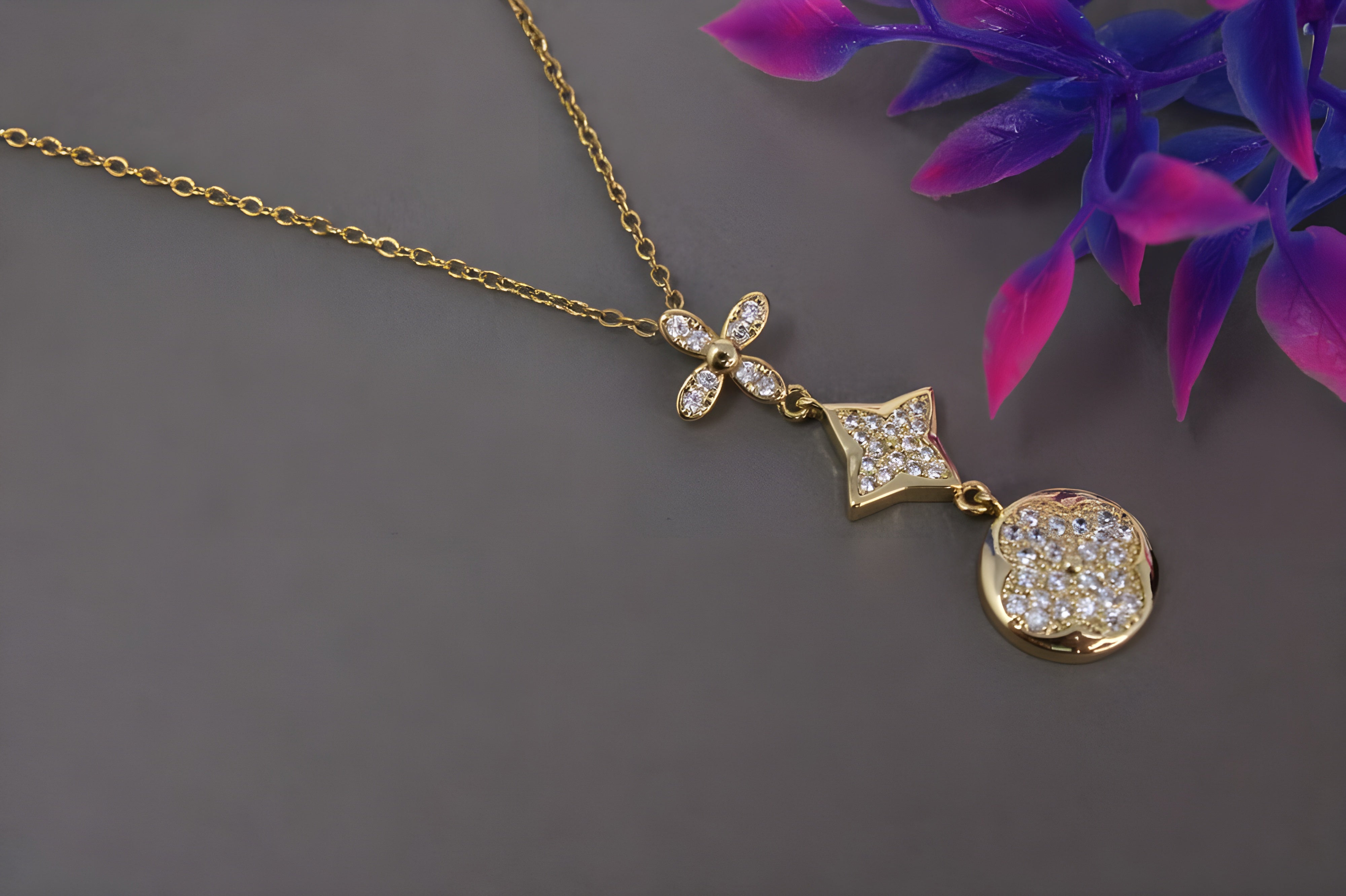 Golden Glow Crystal Pendant Set