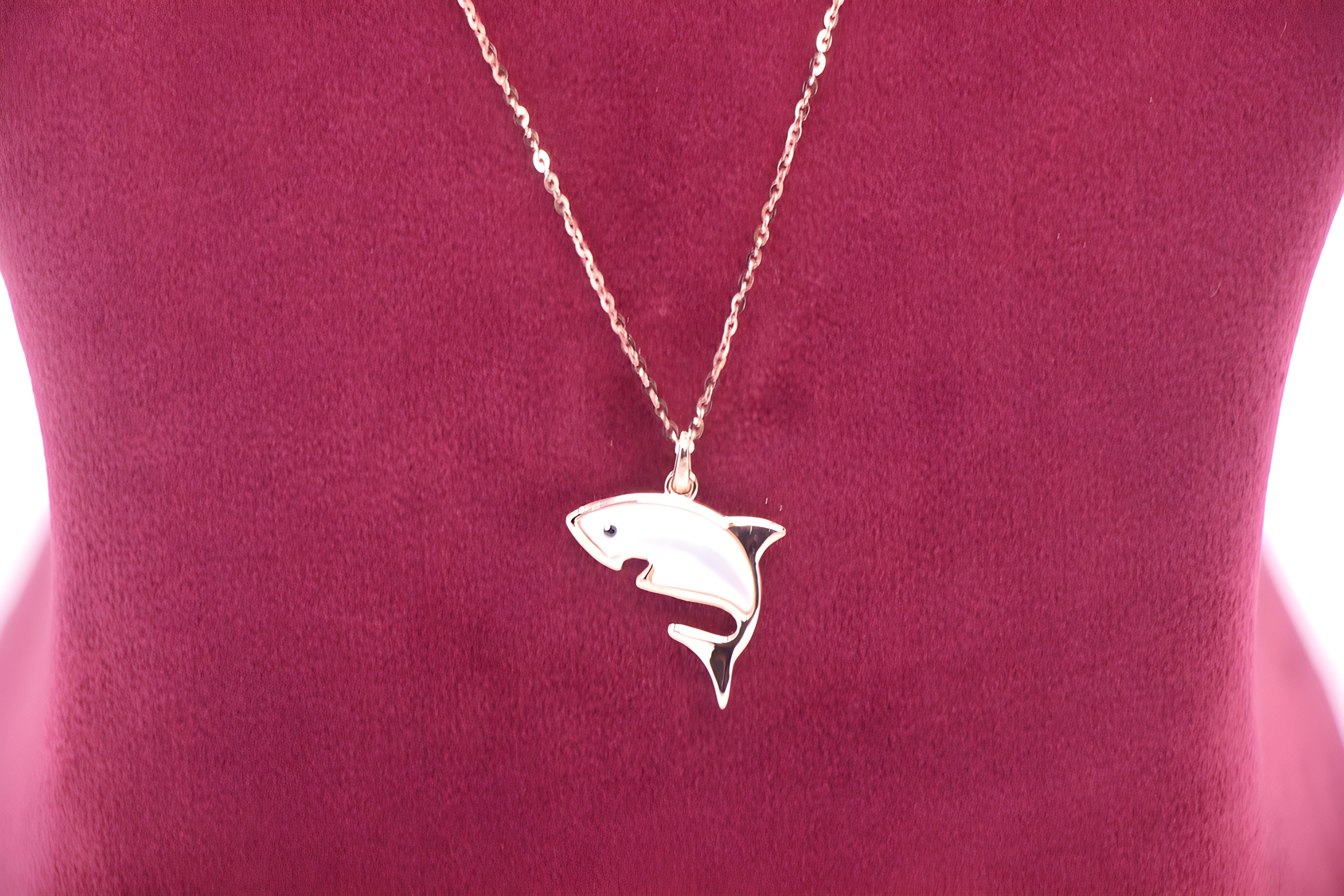 Gleaming Shark Sterling Silver Pendant with VeeLux Premium Crystals