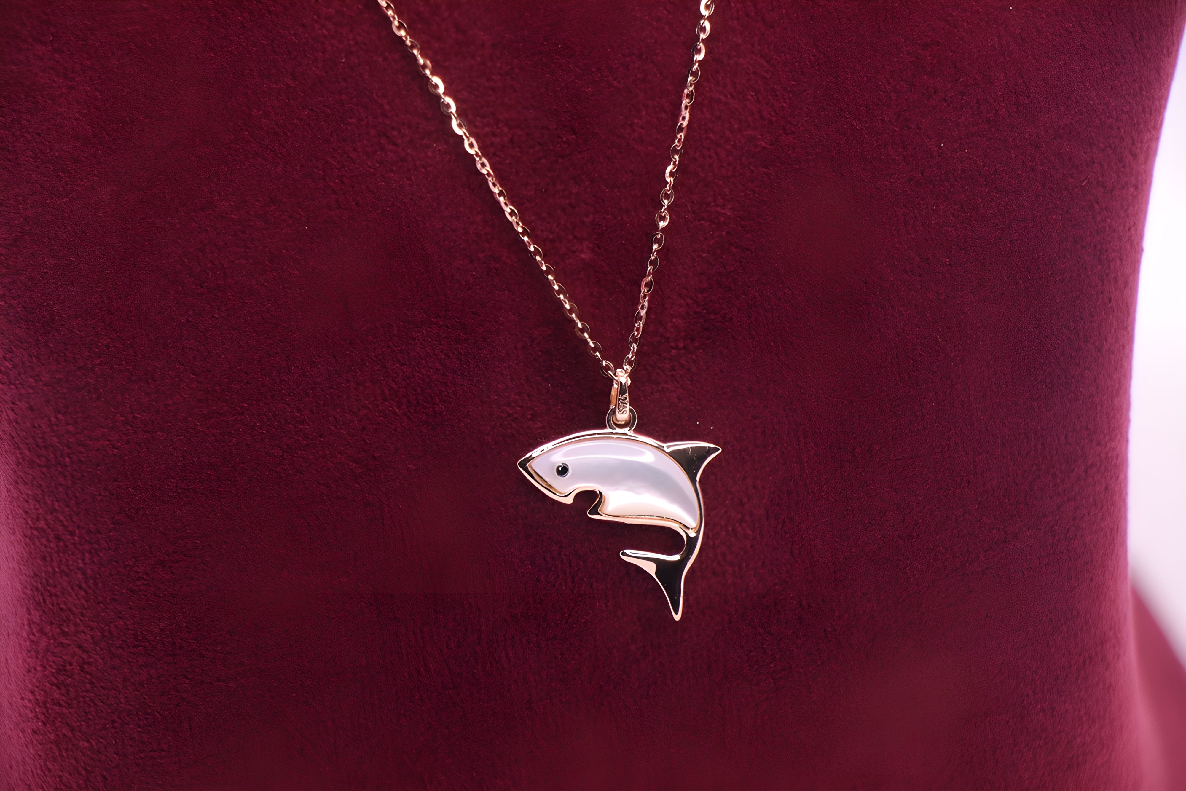 Gleaming Shark Sterling Silver Pendant with VeeLux Premium Crystals