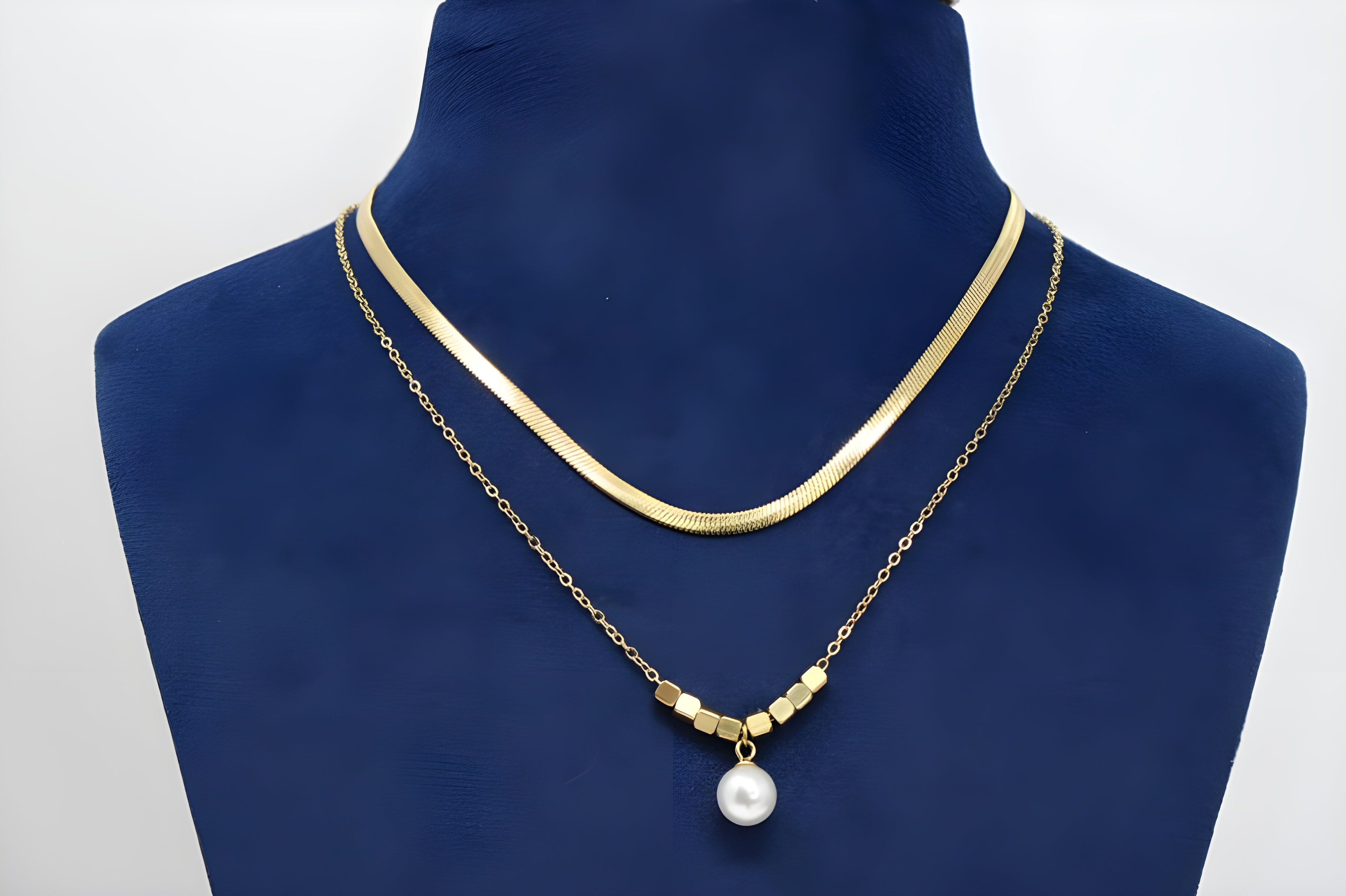 Dual Layer Golden Pearl Necklace