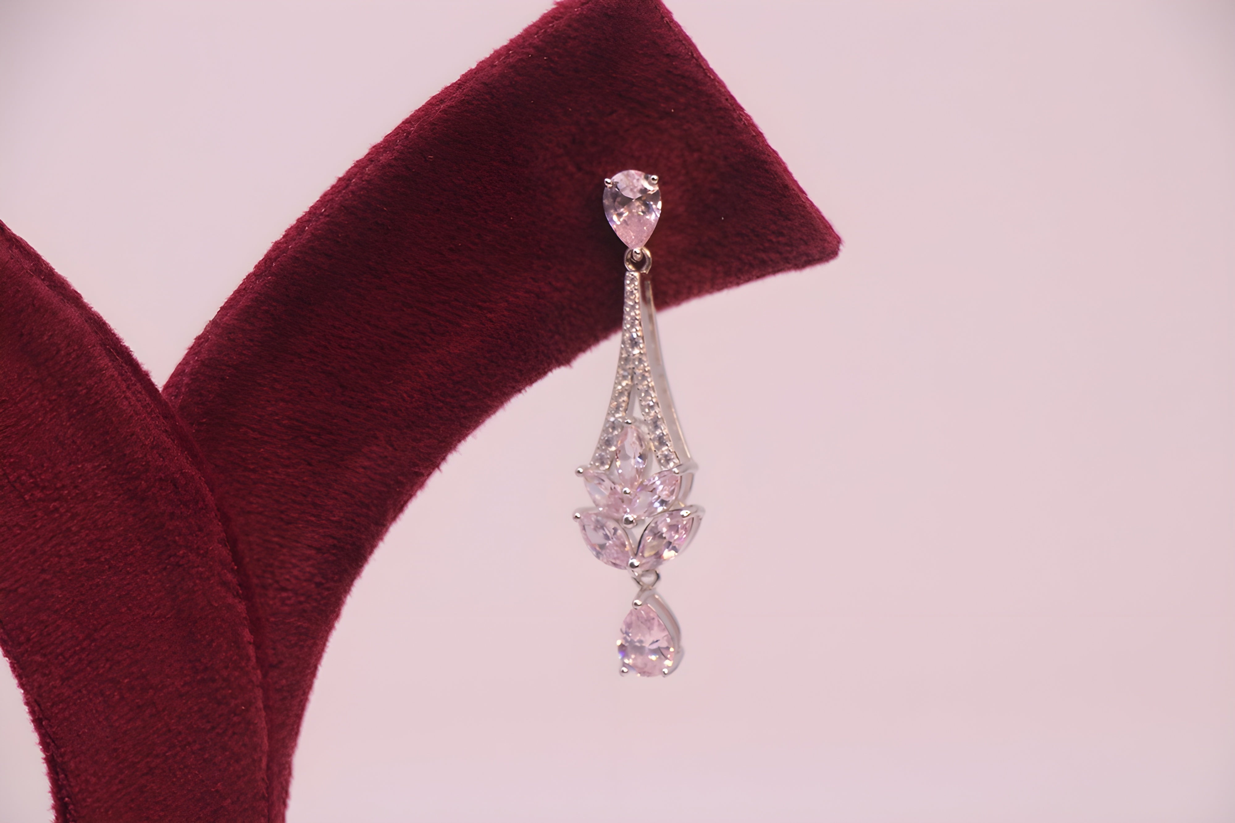 Golden Gleam Sterling Silver Earrings with Pretty Pink crystals